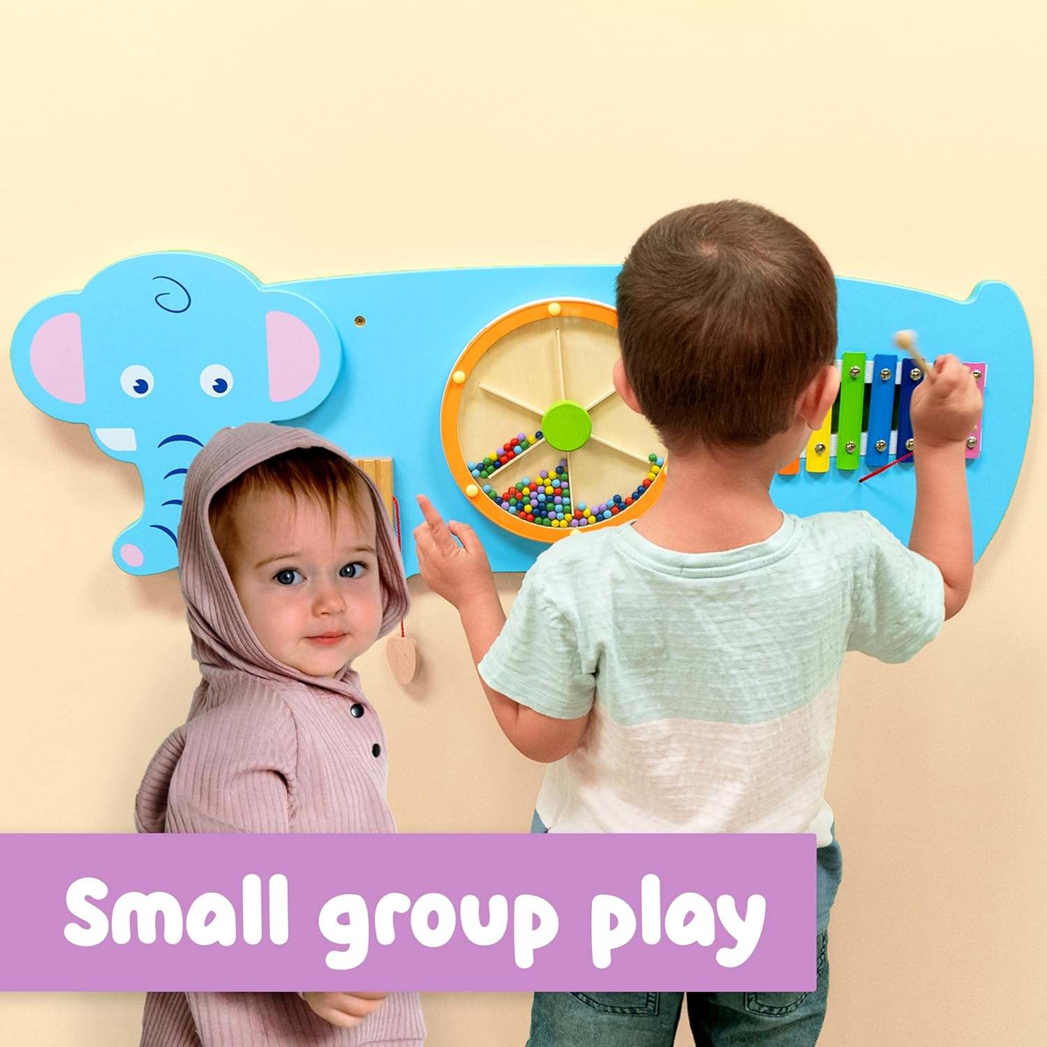 لوحة حائط فيجا على شكل فيل، لوحة أنشطة حسية خشبية من مونتيسوري، تُنمّي المنطق والمهارات الحركية والتنسيق بين اليد والعين، لعبة تعليمية صديقة للبيئة وغير سامة، للأولاد والبنات من عمر 18 شهرًا فما فوق