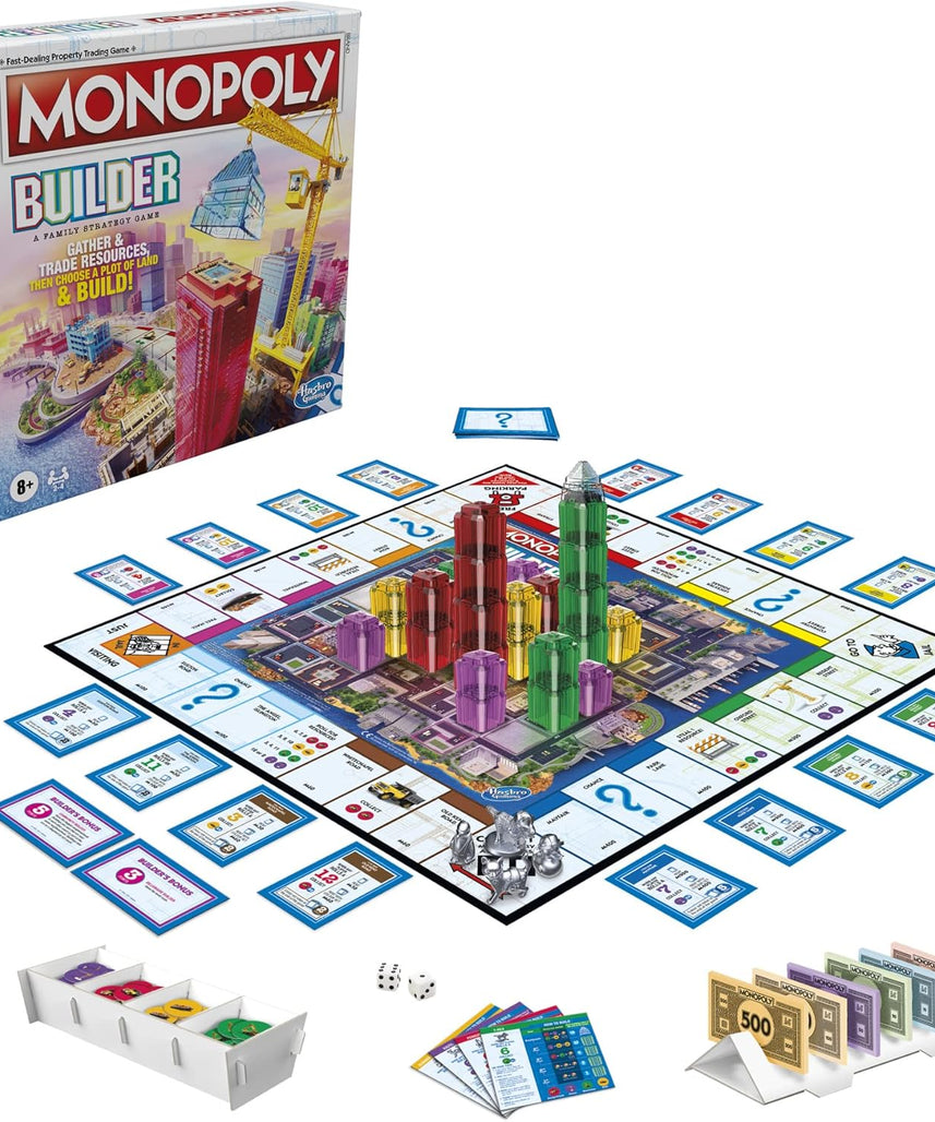 Monopoly Builder Board Game by Hasbro, Strategy Family Game for Kids and Adults, Stack Buildings, Collect Points, Fun Competitive Gameplay, Ages 8+