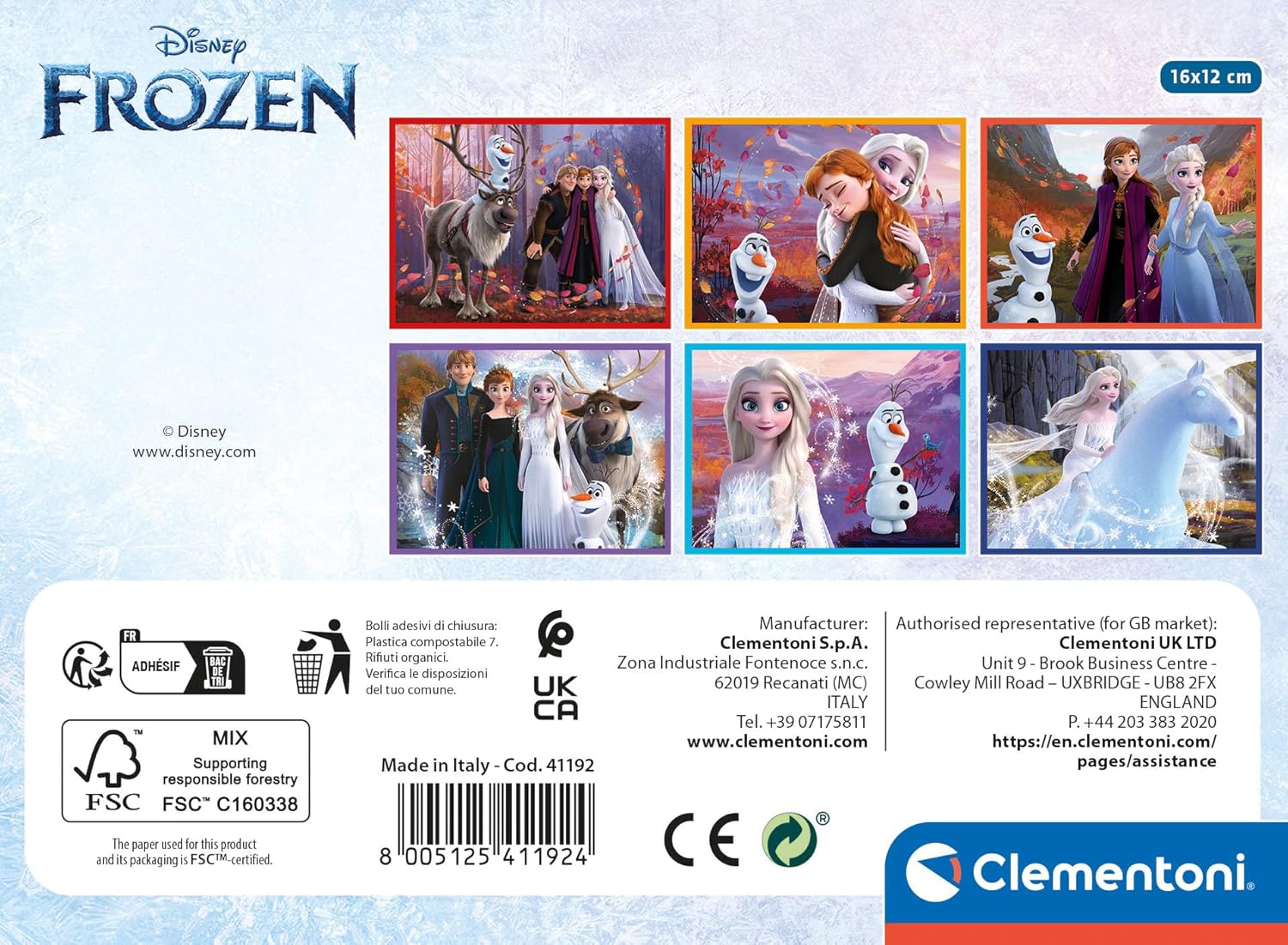 Clementoni 41192 Frozen – 12 Pieces Children 3 Years, Cartoon, Cube, Disney Puzzle, Made in Italy, Multicoloured