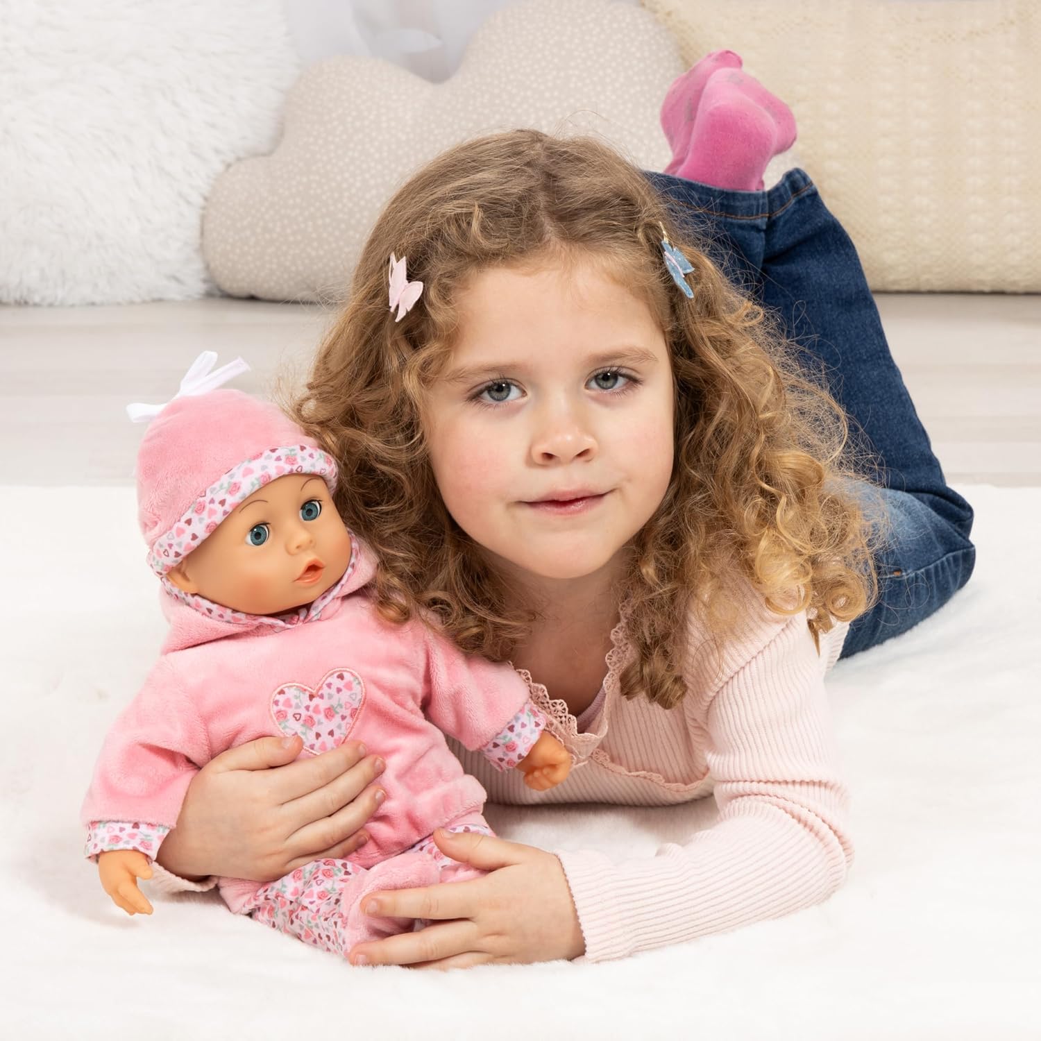 Bayer Design 93824CR Interactive Baby Doll Talking Soft Body Dummy Bottle 38cm