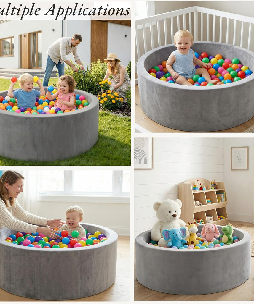 Foam Ball Pit for Toddlers 90cm Round Baby Ball Pool with Memory Foam, Soft Playpen Indoor Outdoor Kids Playground, Balls Not Included, Ages 6 Months+