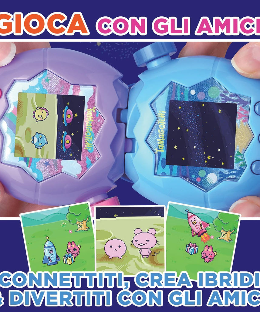 Bandai - Tamagotchi Paradise Ciel - Virtual Animal to Raise - Tamagotchi with Zoom Wheel - Interactive Toy in French - Purple and Pink Sky Model - Children's Toy Age 6+ - 43423