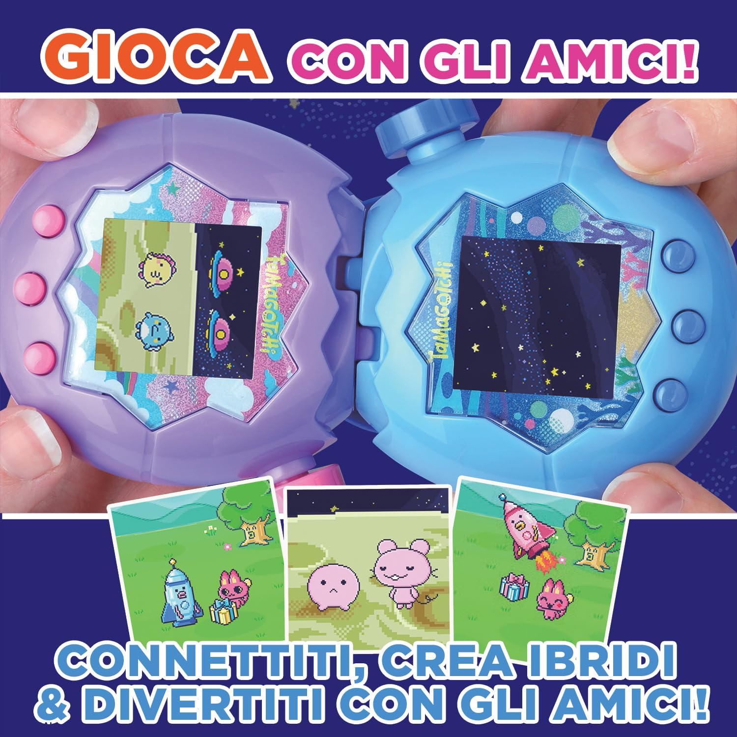 Bandai - Tamagotchi Paradise Ciel - Virtual Animal to Raise - Tamagotchi with Zoom Wheel - Interactive Toy in French - Purple and Pink Sky Model - Children's Toy Age 6+ - 43423