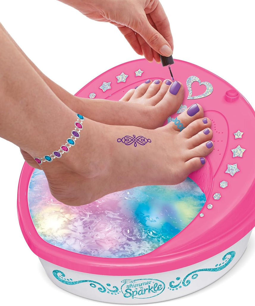 Shimmer N Sparkle Light Up 5-in-1 Light-Up Super Spa Salon, At-Home Pedicure Kit with Color-Changing Light Effects, Salon-Style Foot Spa for Kids & Adults