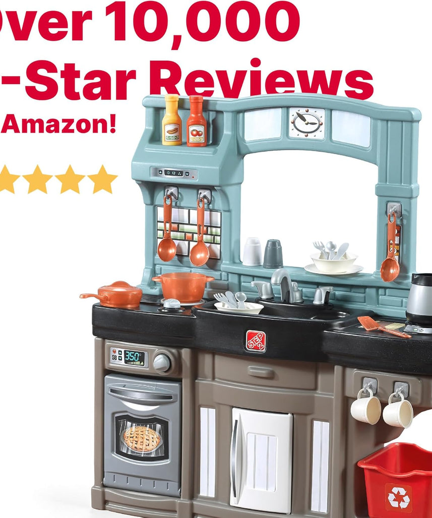 Step2 Best Chefs Kitchen Refresh, Interactive Roleplay Kitchen Set with Lights Sounds Accessories, Pretend Cooking Toy for Kids Boys and Girls Age 2 to 6, Multicolor
