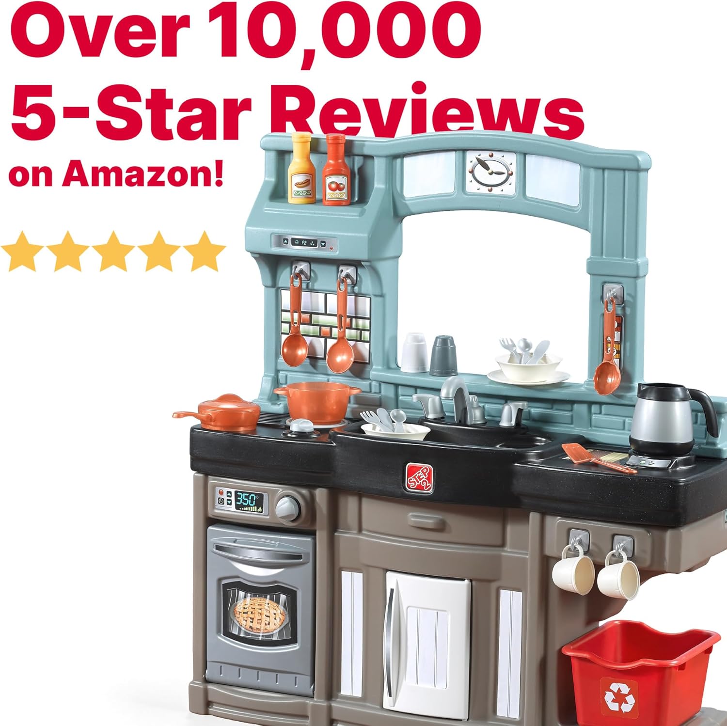 Step2 Best Chefs Kitchen Refresh, Interactive Roleplay Kitchen Set with Lights Sounds Accessories, Pretend Cooking Toy for Kids Boys and Girls Age 2 to 6, Multicolor