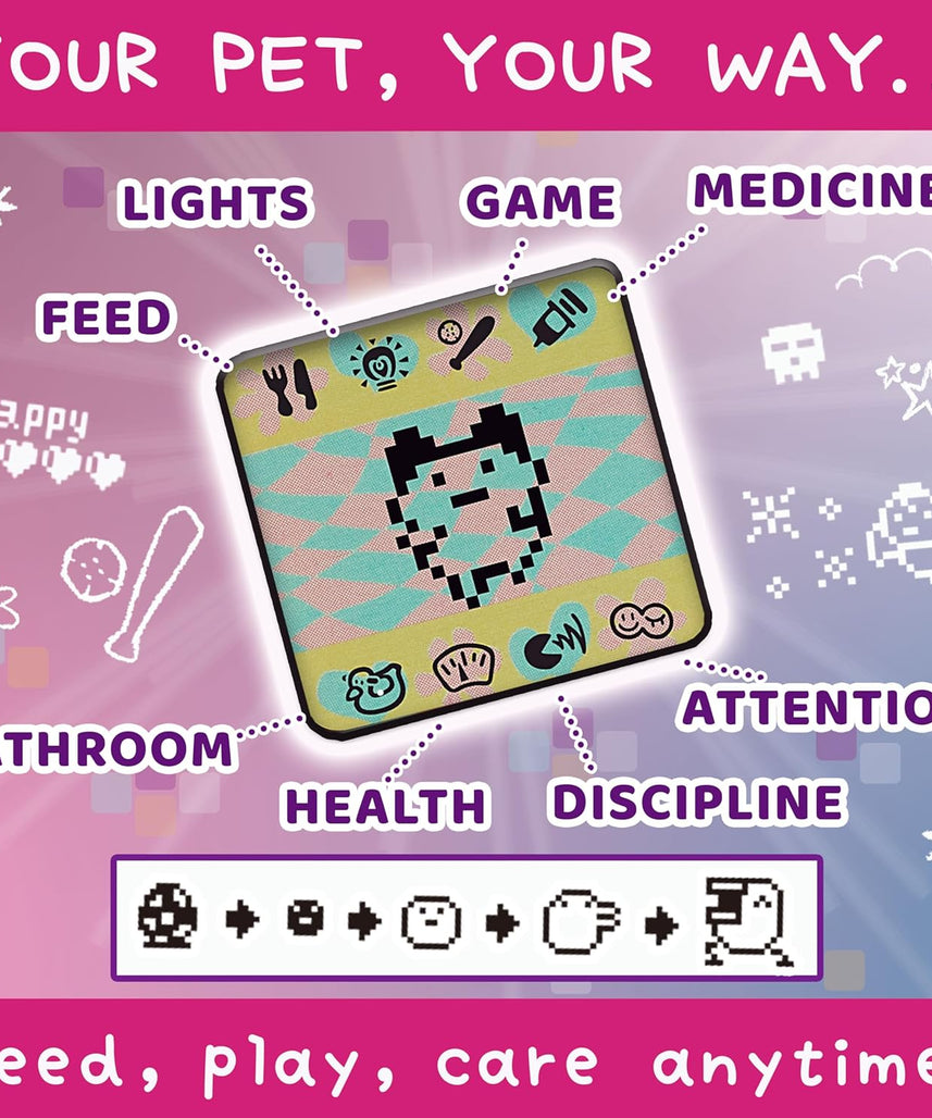 BANDAI Tamagotchi Argyle Heart Virtual Pet 42981 Electronic Toy Ideal for Ages 6+ Zoom into Paradise to Surround Your Electronic Pet