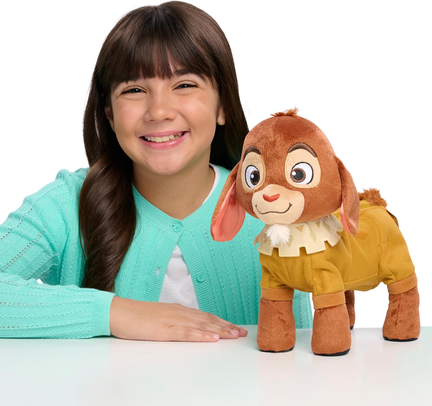 Just Play Disney Wish Walk 'n Talk Valentino Plush Fainting Goat, 11-Inch Stuffed Animal, Sounds and Motion, Kids Toys for Ages 3 Up