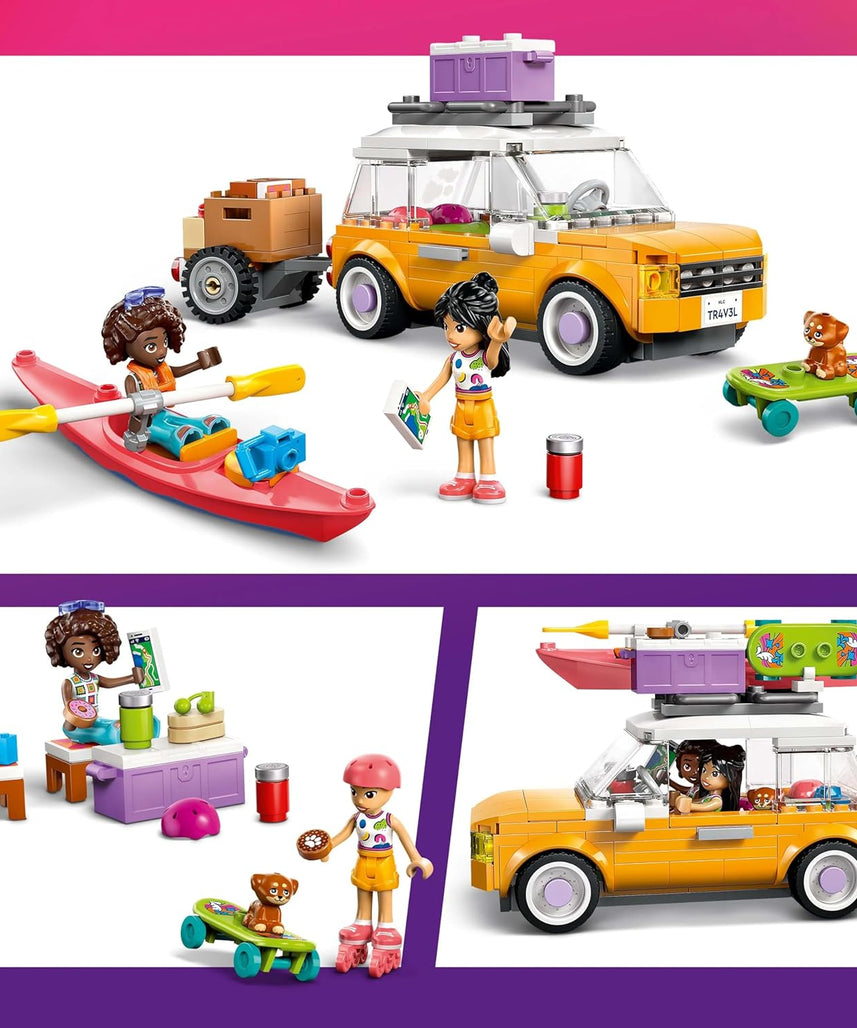 LEGO Friends Friendship Road-Trip Travel Car Toy with Trailer, 2 Mini Dolls, a Pet Dog Figure, Kayak & Fun Accessories incl. a Skateboard & Roller Skates - Ramadan Gift for 6+ Year Old Girls - 42659