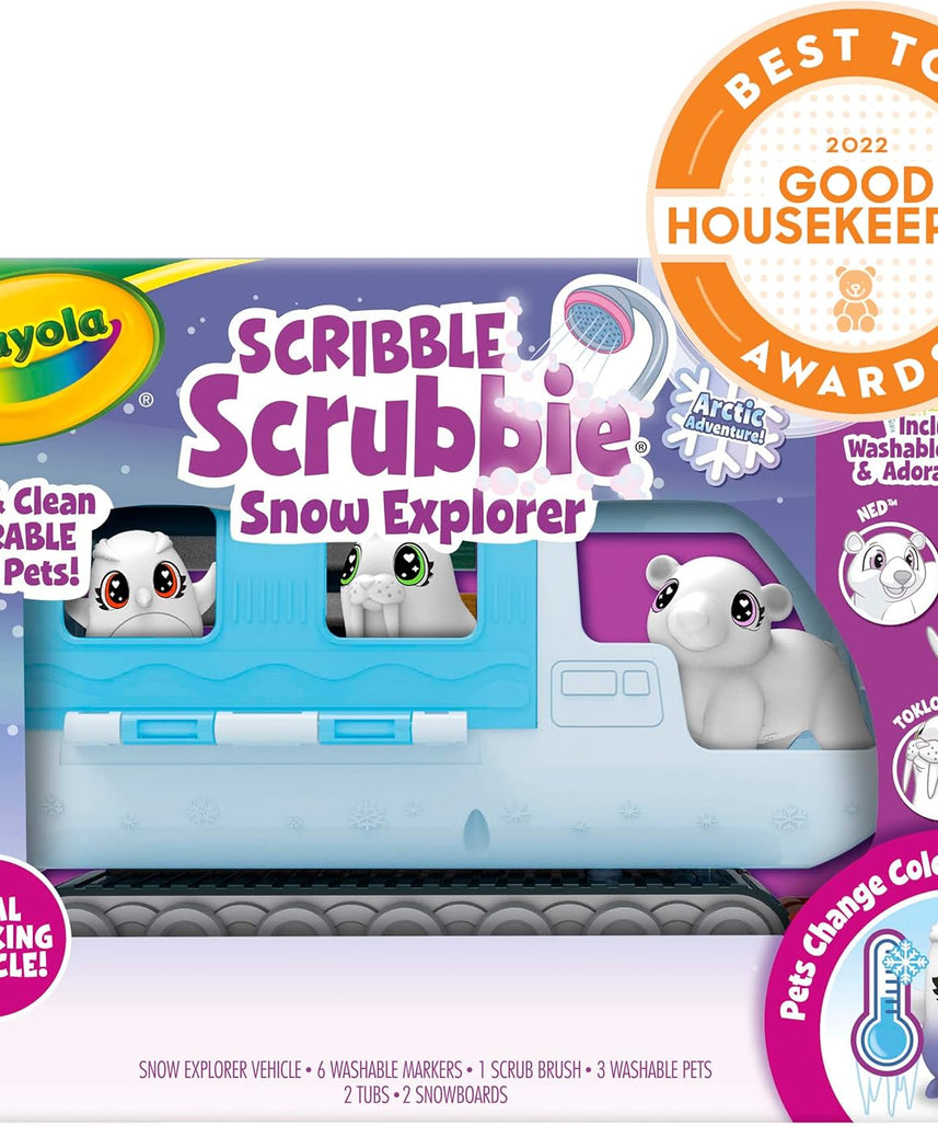 CRAYOLA Scribble Scrubbie Pets Arctic Snow Explorer, Color & Wash Creative Toy, Gift for Kids, Blue,white Age 3, 4, 5, 6 747479