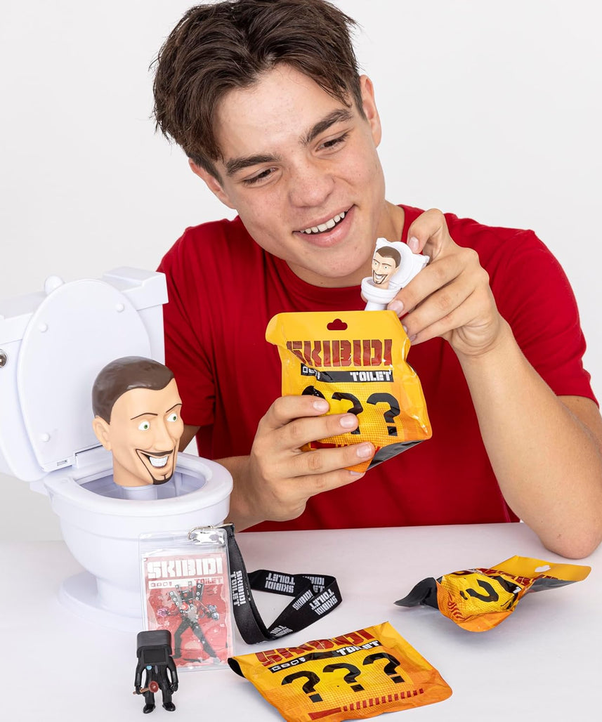 SKIBIDI TOILET Mystery Set, Collectible Action Figure Toy for Boys and Girls 13+, Spring-Loaded Pop-Up Head, Try-Me Flushing Sound, Interactive Surprise Figures, Tabletop Fun