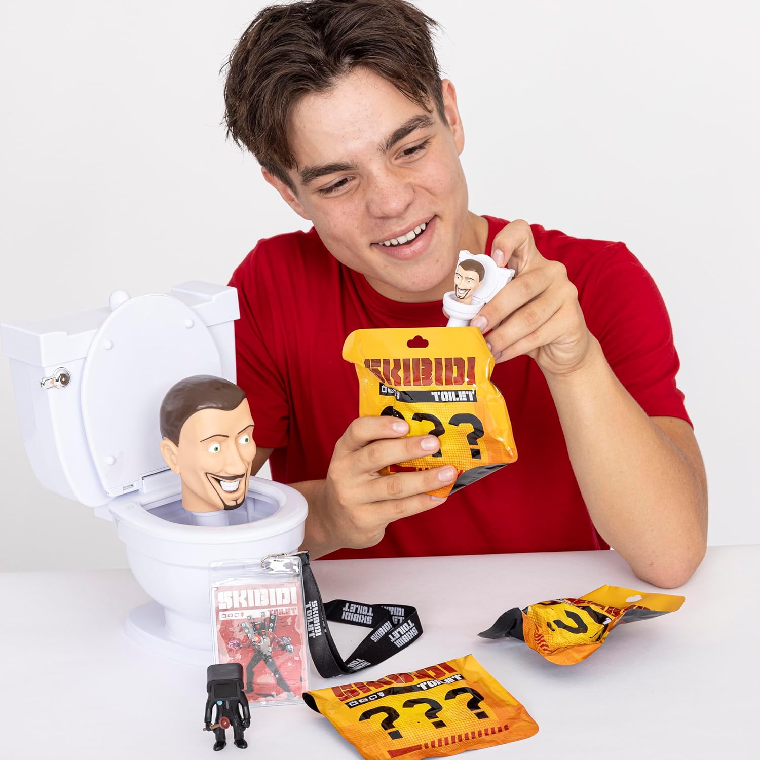 SKIBIDI TOILET Mystery Set, Collectible Action Figure Toy for Boys and Girls 13+, Spring-Loaded Pop-Up Head, Try-Me Flushing Sound, Interactive Surprise Figures, Tabletop Fun