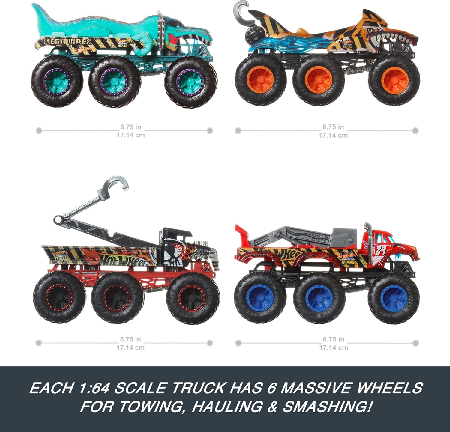 Hot Wheels Monster Trucks Big Rigs 1:64 Scale Die-Cast Toy Truck with 6 Wheels – Collectible Monster Truck Vehicles for Kids and Collectors, Ages 3 and Up