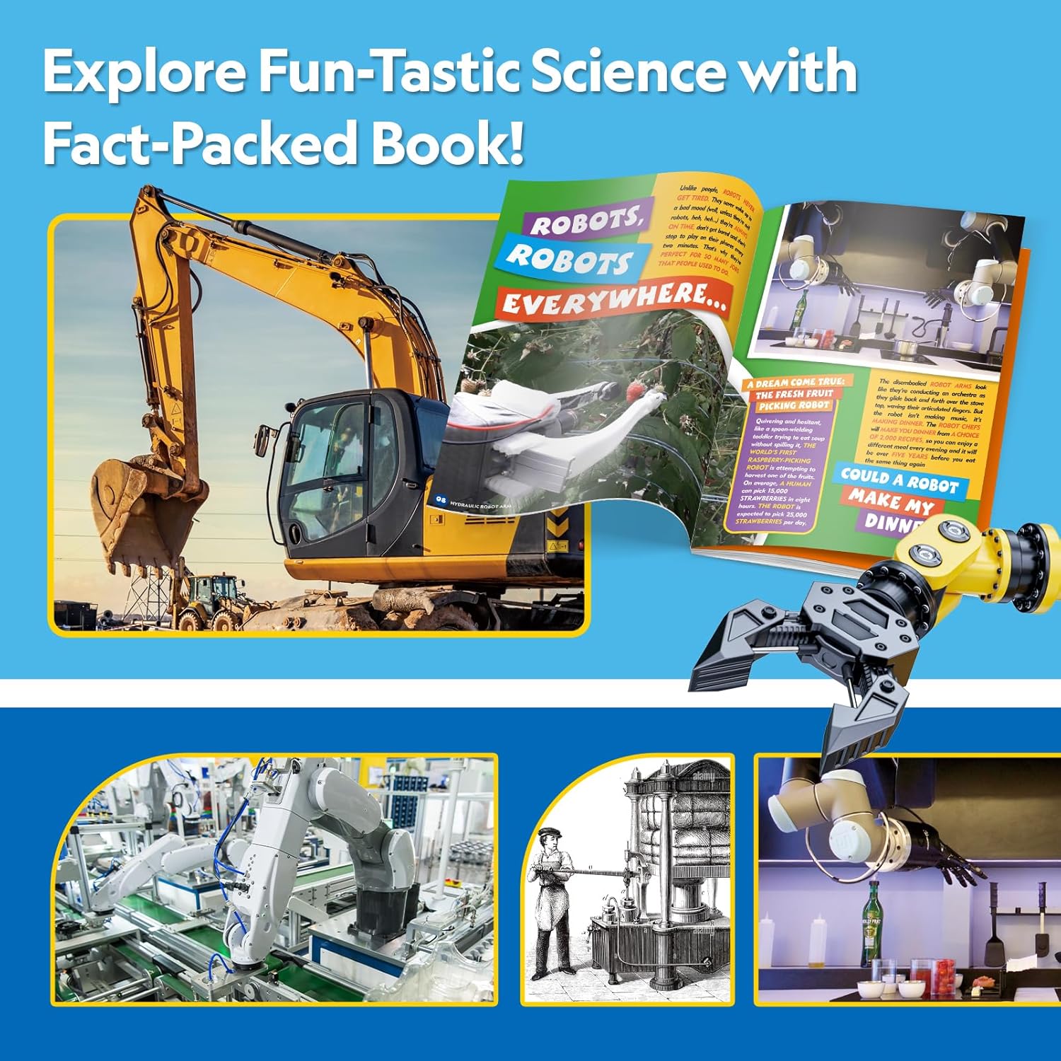 National Geographic Hydraulic Robot Arm Kit, STEM Educational Build and Learn Robot Toy for Kids 8+, DIY Mechanical Science Experiment Model with Hydraulic Pressure Learning