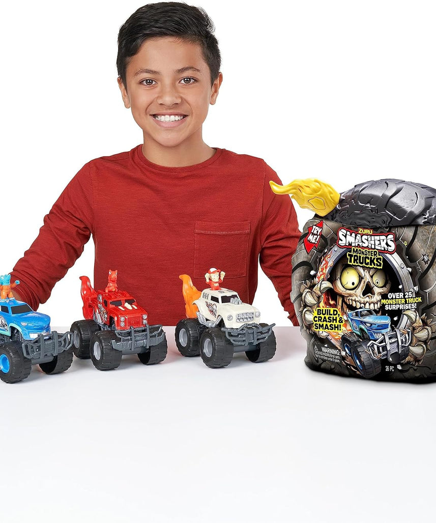 ZURU Smashers Monster Truck Surprise Playset, Build, Smash & Race, Includes 25+ Monster Truck Surprises, Collectible Toys for Kids Ages 3+