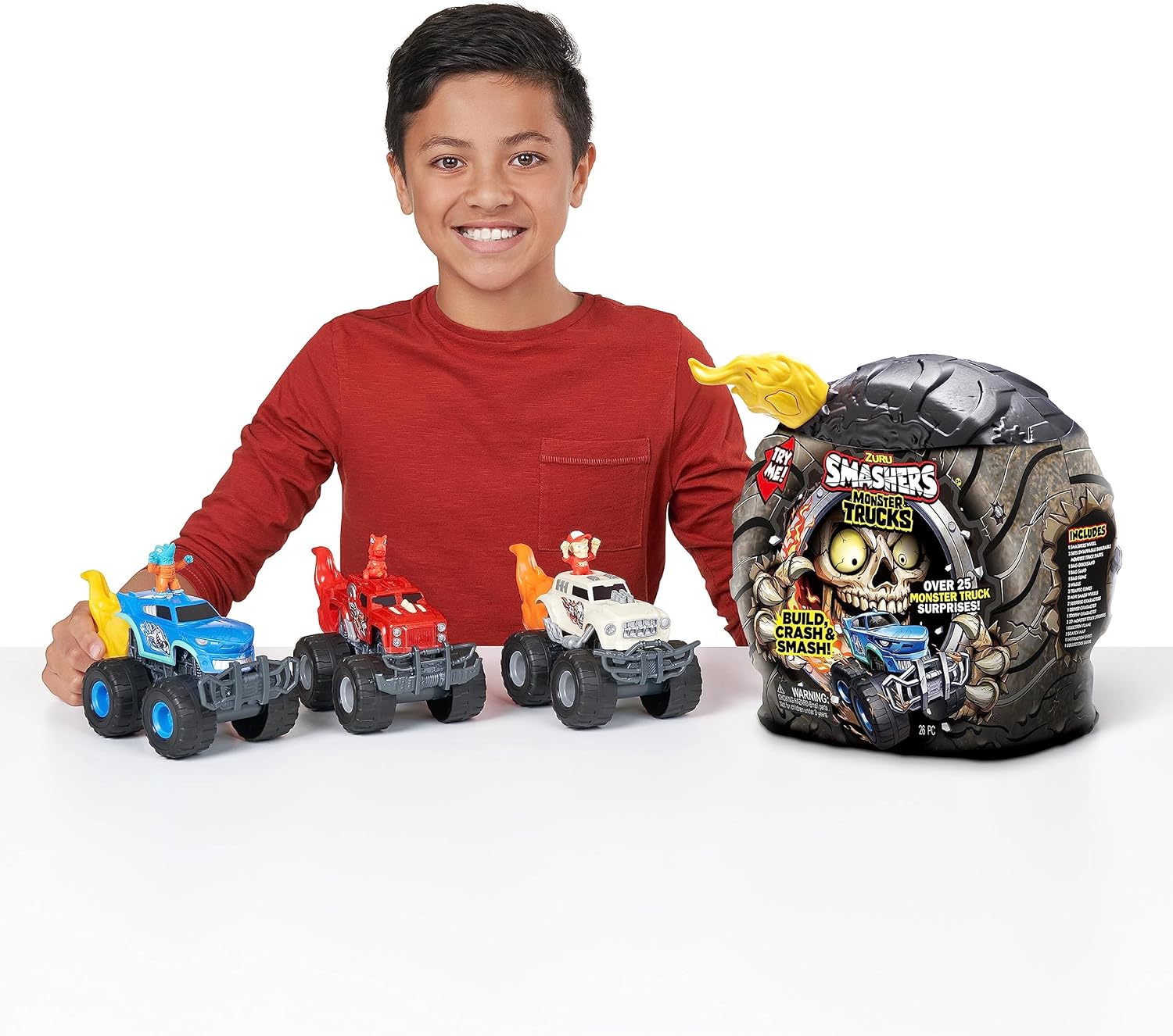 ZURU Smashers Monster Truck Surprise Playset, Build, Smash & Race, Includes 25+ Monster Truck Surprises, Collectible Toys for Kids Ages 3+