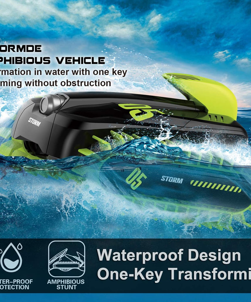 Crazy Aaron 2.4G 4 Channel Amphibious Stunt RC Car with Multi Direction Control, Remote Control Vehicle Toy, 6+