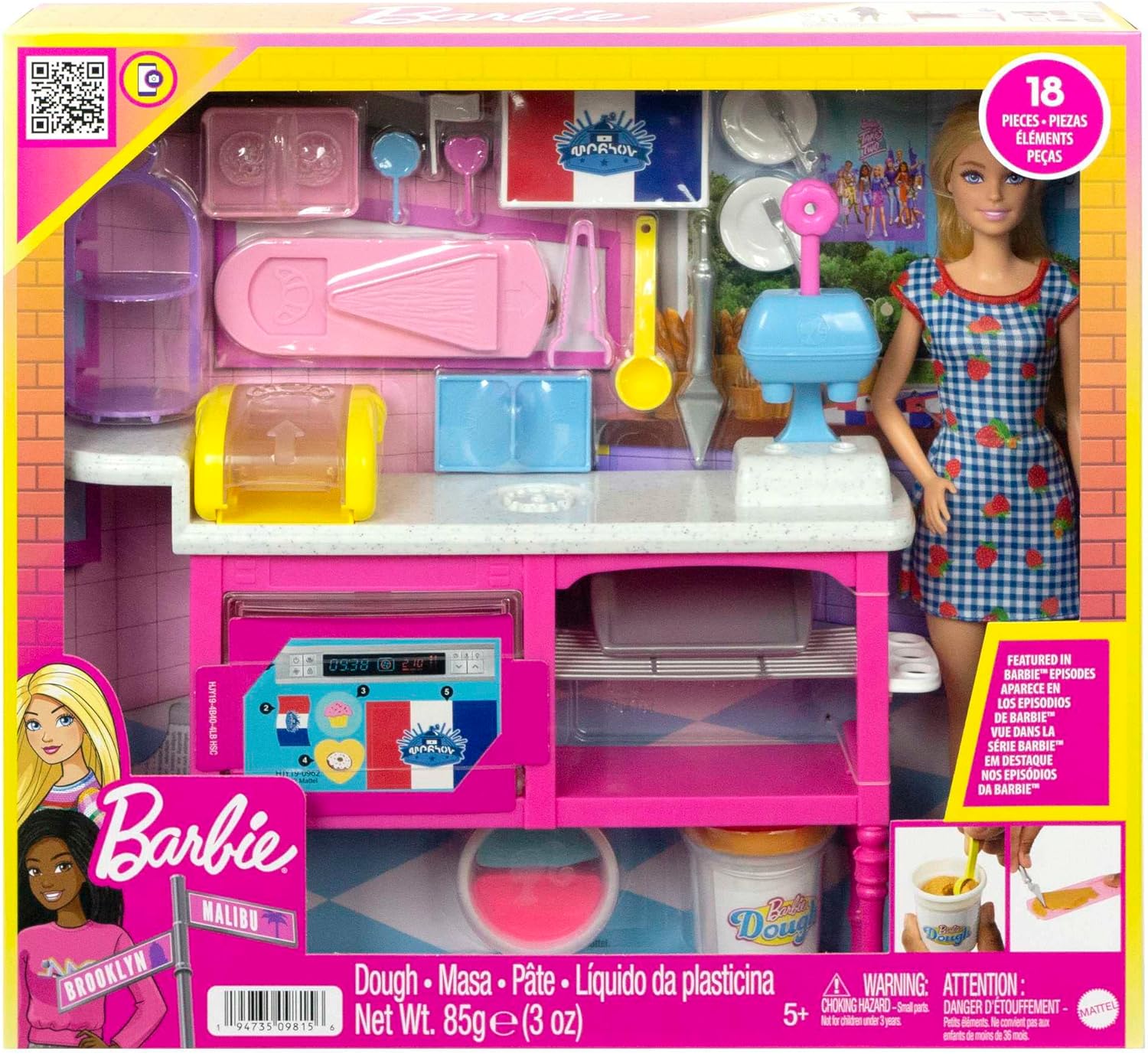 Barbie Doll and Accessories, “Malibu” Doll and 18 Pastry-Making Pieces, It Takes Two Café