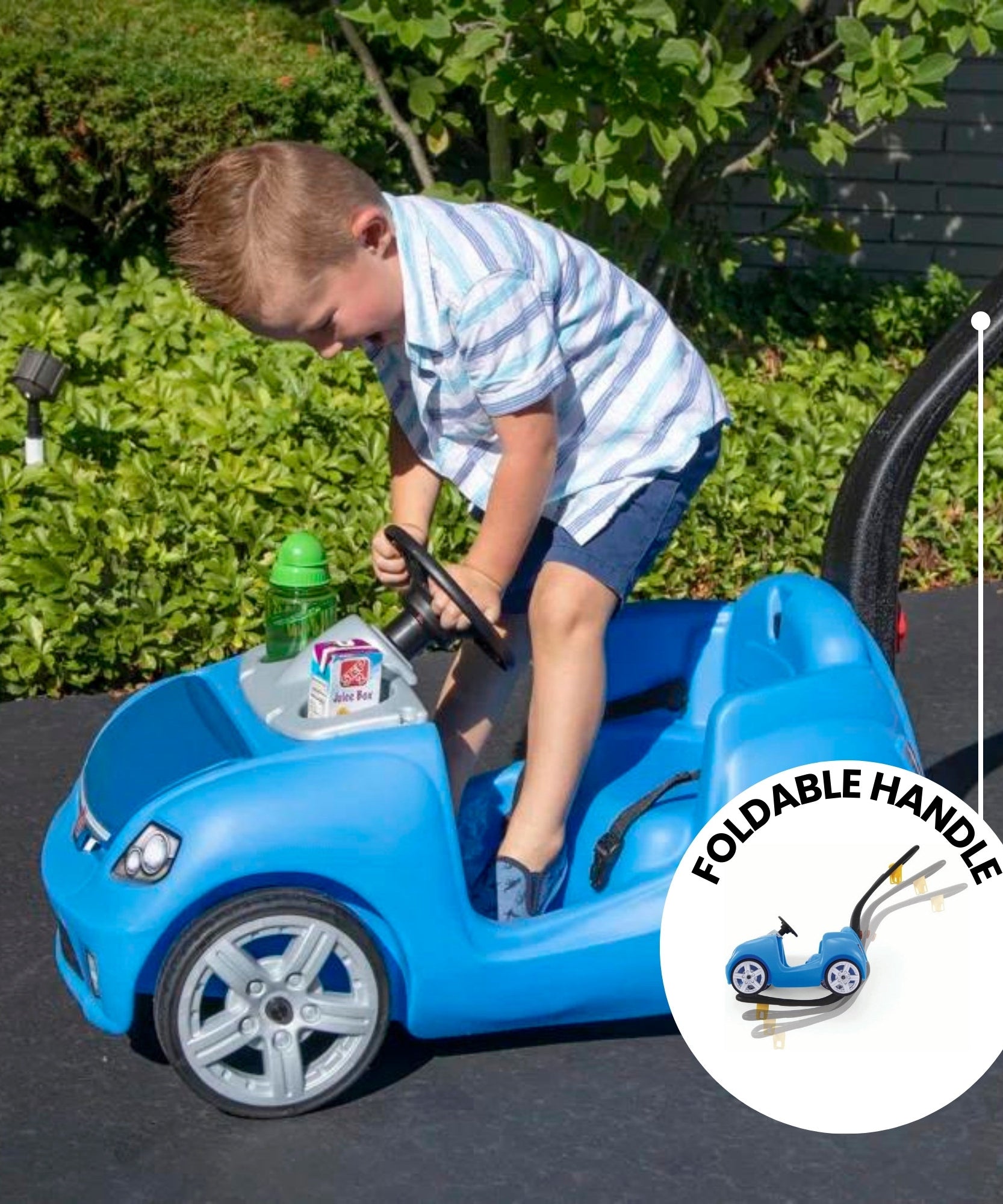 Step2 Whisper Ride II, Single Seater Kids Push Car, Easy to Store Ride On Toy with Seatbelt, Horn and Storage Trunk, Suitable for Children both Boys and Girls Aged 18m and Above, Blue, Pink