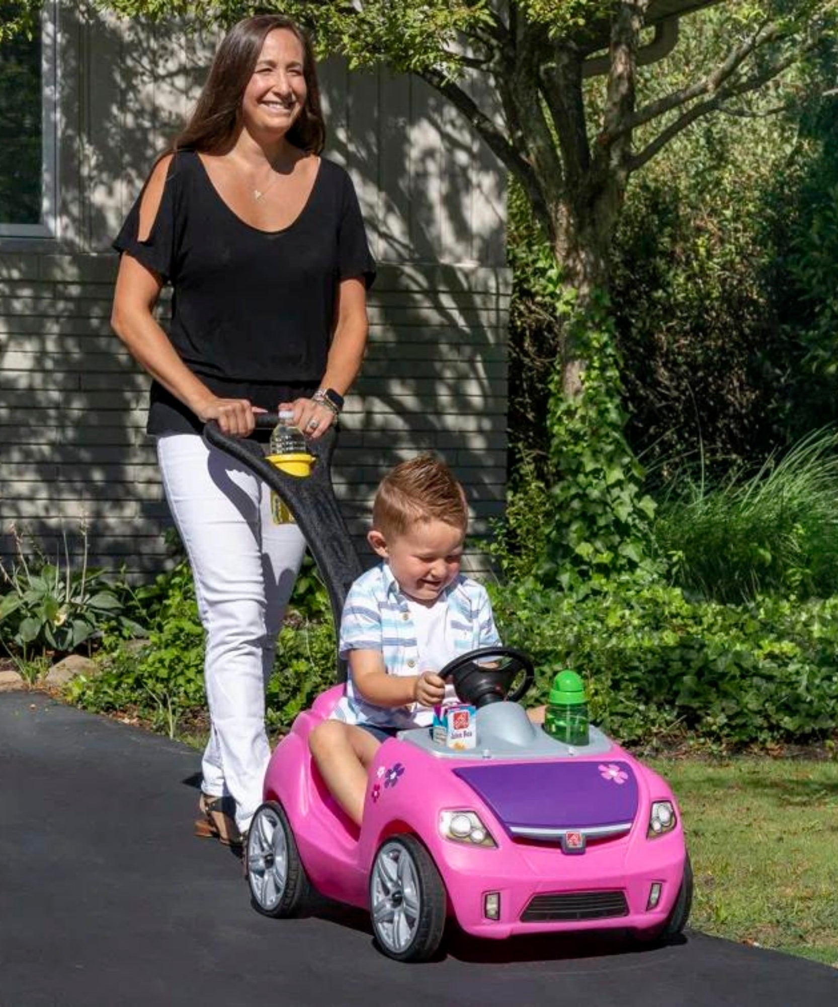 Step2 Whisper Ride II, Single Seater Kids Push Car, Easy to Store Ride On Toy with Seatbelt, Horn and Storage Trunk, Suitable for Children both Boys and Girls Aged 18m and Above, Blue, Pink