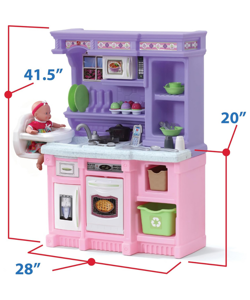 Step2 Little Bakers Kitchen 825100, Kids Pretend Play Kitchen with Accessories, Electronic Stove Sounds, Built-in Doll Seat, Granite Countertop, Ages 2+