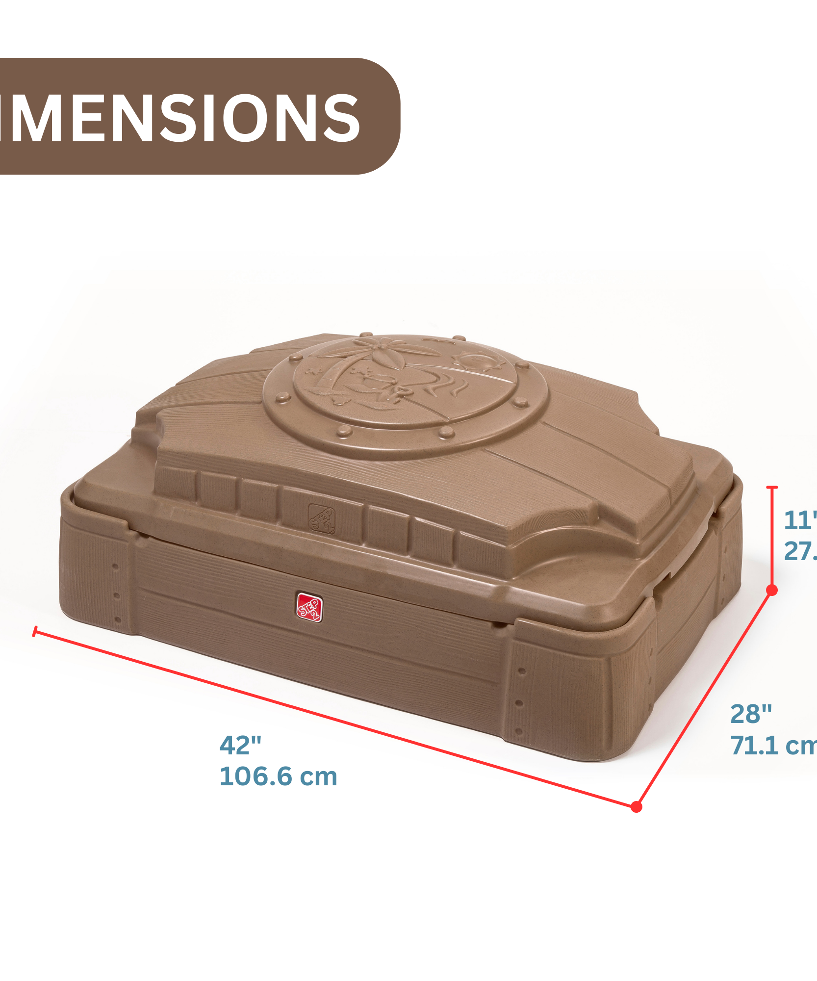 Step2 Play & Store Sandbox with Lid, Outdoor Sandpit, Sensory Play and Activity Toy with 4 Molded Seats, Backyard Garden Sandpit with 90 kg Holding Capacity, Suitable for Toddlers Aged 2+