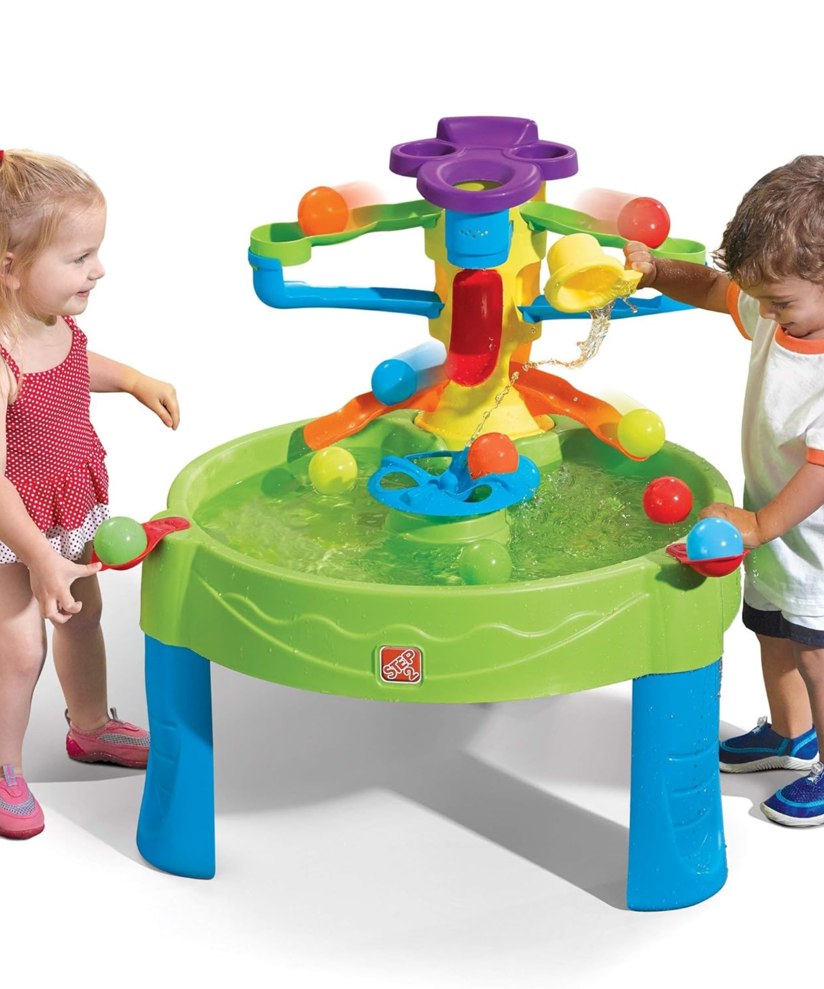 طاولة لعب الكرة المزدحمة من ستيب 2، مجموعة ألعاب حسية داخلية وخارجية، لعبة نشاط مع 13 قطعة من الملحقات بما في ذلك الكرات ولعبة STEM ومركز الأنشطة، مناسبة للأطفال من الأولاد والبنات من عمر سنة واحدة فما فوق