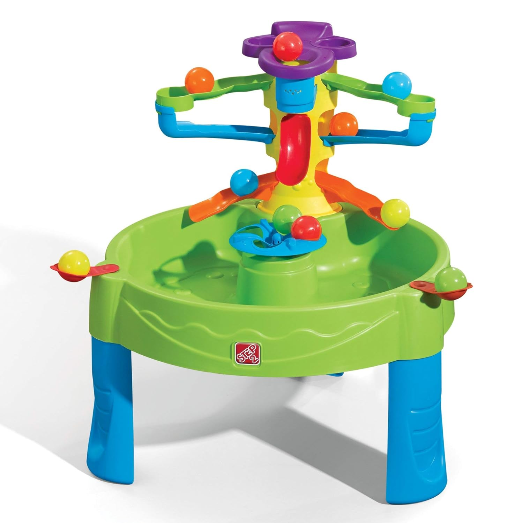 طاولة لعب الكرة المزدحمة من ستيب 2، مجموعة ألعاب حسية داخلية وخارجية، لعبة نشاط مع 13 قطعة من الملحقات بما في ذلك الكرات ولعبة STEM ومركز الأنشطة، مناسبة للأطفال من الأولاد والبنات من عمر سنة واحدة فما فوق
