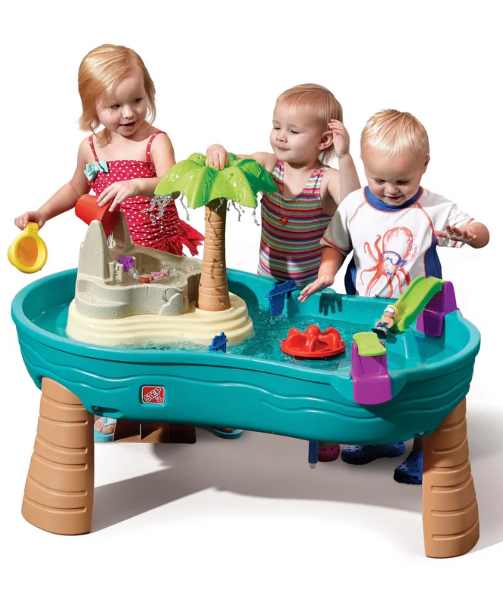 طاولة المياه سبلاش سيز من ستيب 2، طاولة مياه داخلية وخارجية، لعبة نشاط مع 10 قطع من الملحقات بما في ذلك القراصنة ولعبة STEM ومركز الأنشطة، مناسبة للأطفال من سن 1.5 سنة فما فوق