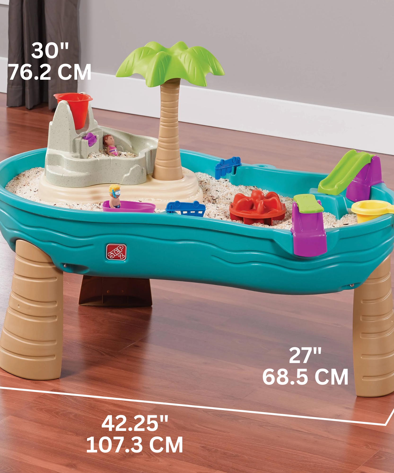 طاولة المياه سبلاش سيز من ستيب 2، طاولة مياه داخلية وخارجية، لعبة نشاط مع 10 قطع من الملحقات بما في ذلك القراصنة ولعبة STEM ومركز الأنشطة، مناسبة للأطفال من سن 1.5 سنة فما فوق