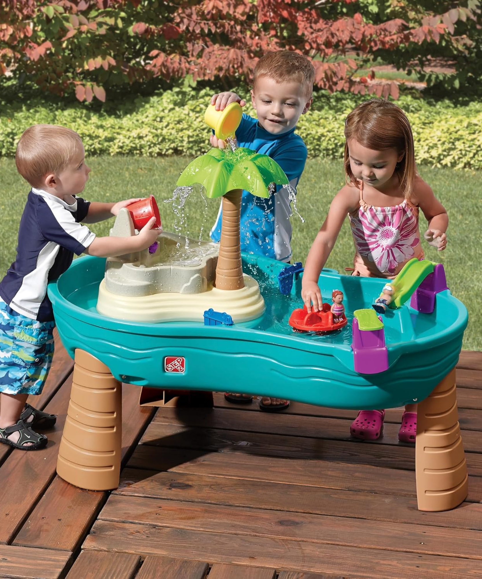 طاولة المياه سبلاش سيز من ستيب 2، طاولة مياه داخلية وخارجية، لعبة نشاط مع 10 قطع من الملحقات بما في ذلك القراصنة ولعبة STEM ومركز الأنشطة، مناسبة للأطفال من سن 1.5 سنة فما فوق