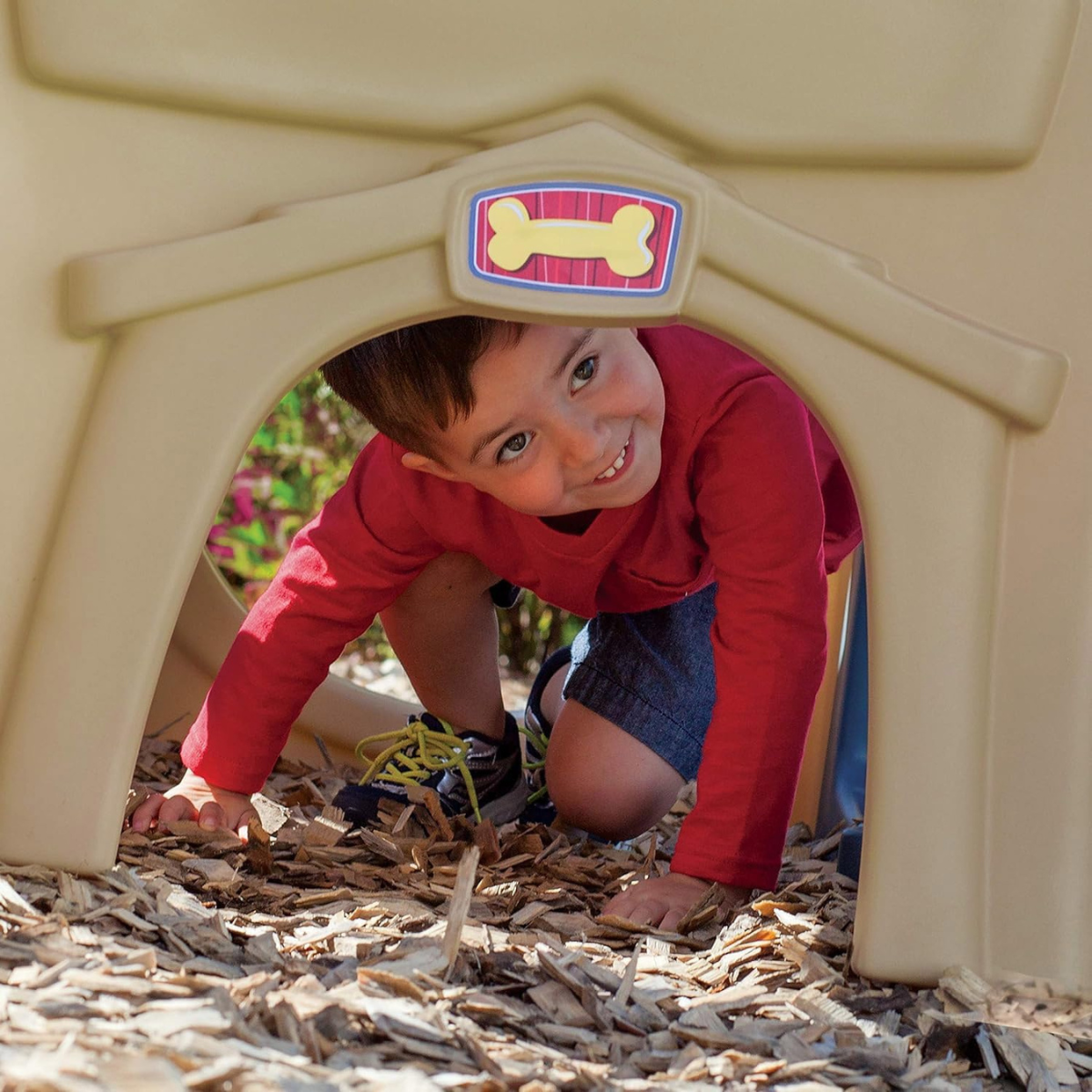 Step2 Neighborhood Fun Center 851000, Kids Outdoor Playhouse with Slide, Activity Wall, Snack Table & Seats, Durable Poly Construction, Ages 2+