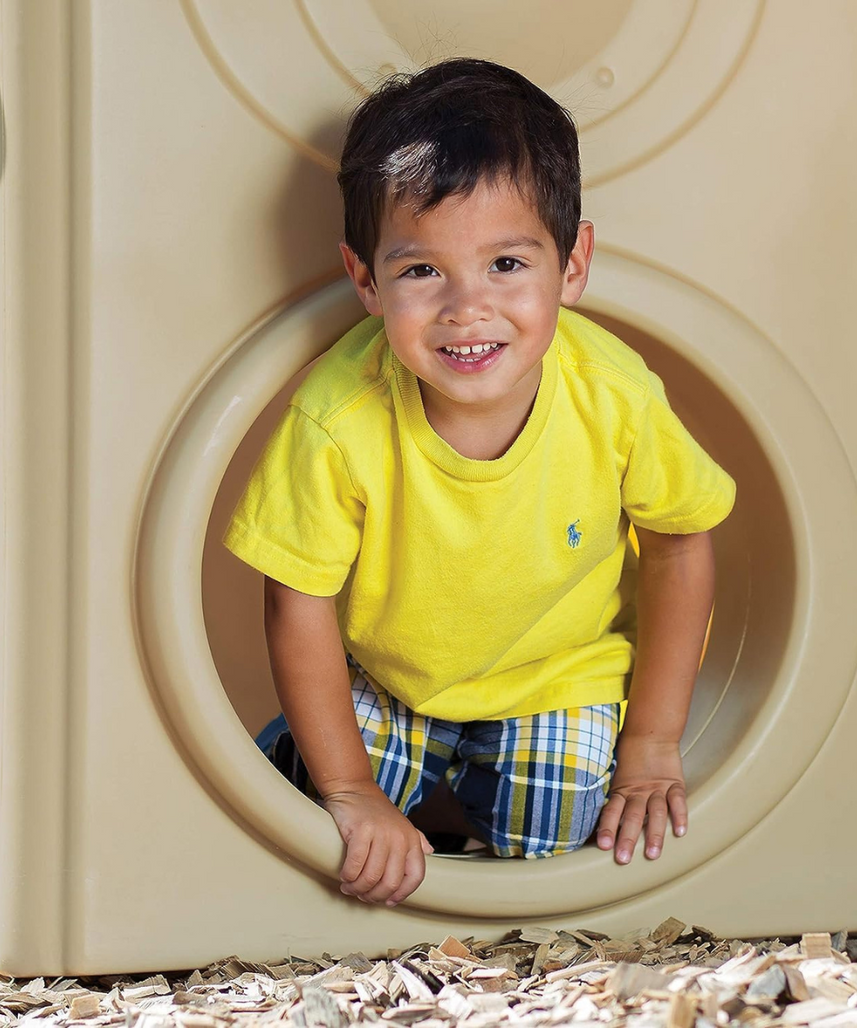 Step2 Neighborhood Fun Center 851000, Kids Outdoor Playhouse with Slide, Activity Wall, Snack Table & Seats, Durable Poly Construction, Ages 2+