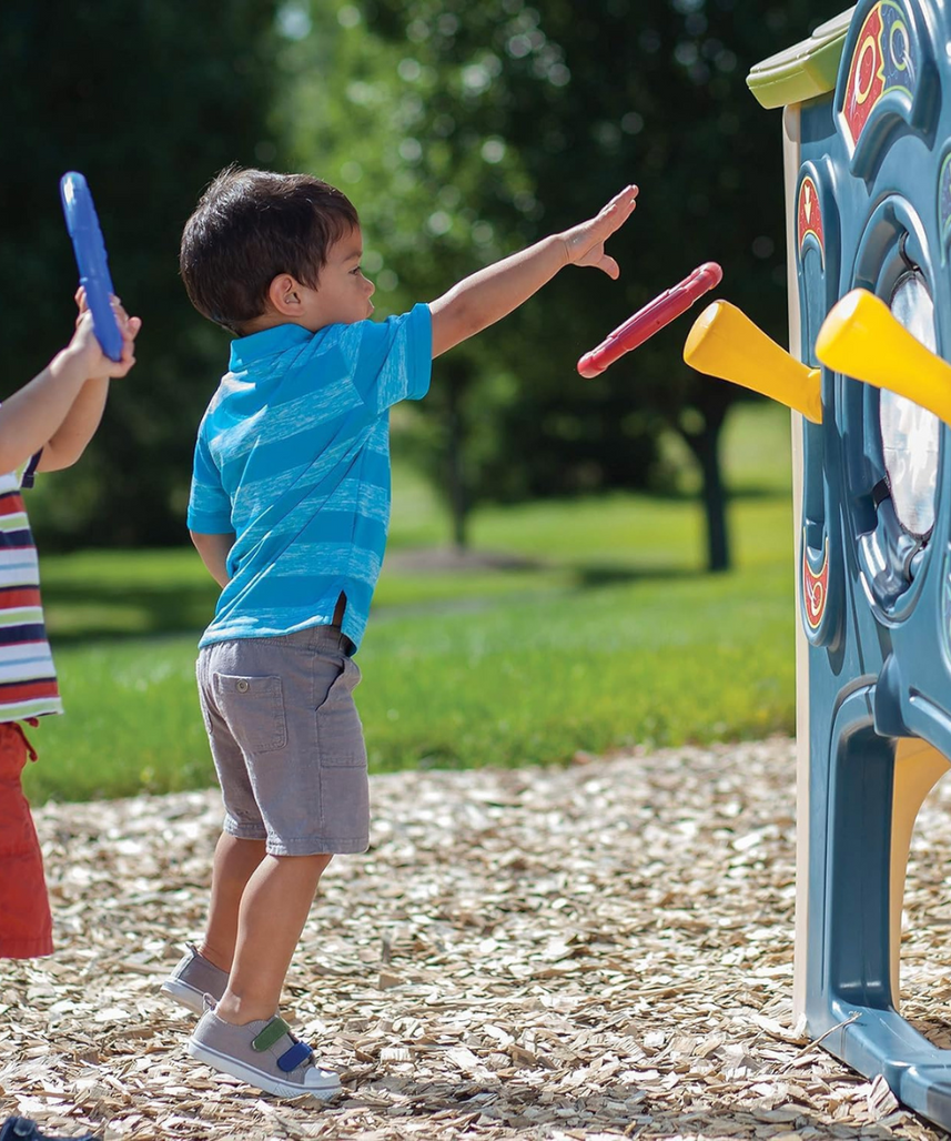 Step2 Neighborhood Fun Center 851000, Kids Outdoor Playhouse with Slide, Activity Wall, Snack Table & Seats, Durable Poly Construction, Ages 2+