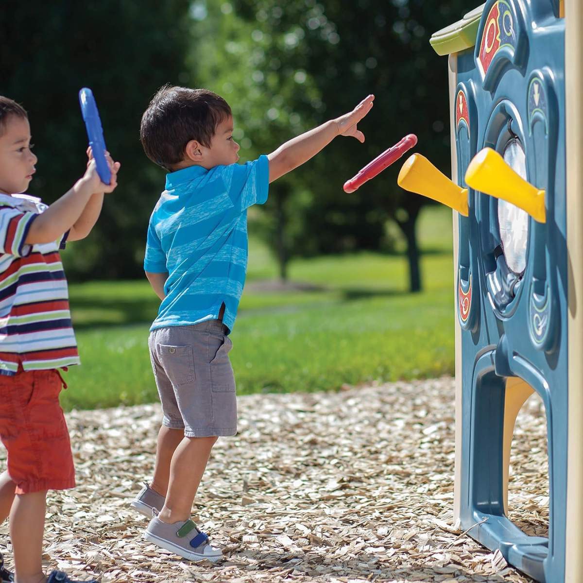 Step2 Neighborhood Fun Center 851000, Kids Outdoor Playhouse with Slide, Activity Wall, Snack Table & Seats, Durable Poly Construction, Ages 2+