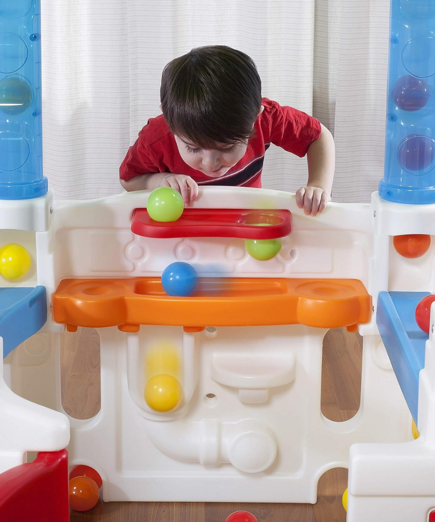 Step2 WonderBall Fun House Playhouse 853900, Kids Indoor & Outdoor Playhouse with Ball Maze, Flipper Game, Dutch Door & 20 Play Balls, Multi-Colour, Ages 18M+