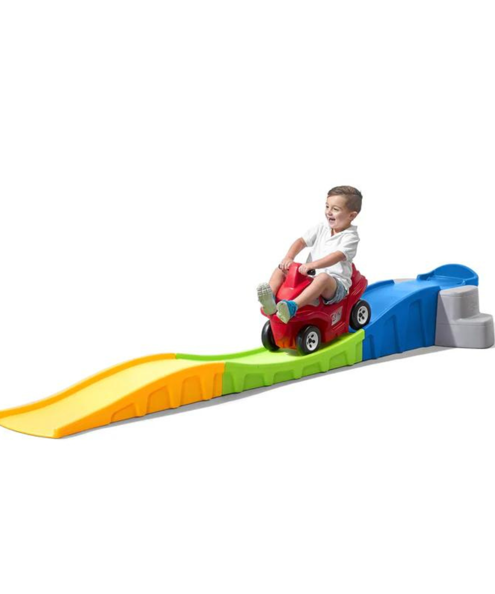 Step2 Anniversary Edition Up & Down Roller Coaster, 10 ft Indoor and Outdoor Toy with Coaster Car, Molded in Steps, 23 kg Weight Capacity Push Ride On Toy, Single Car Suitable for Kids Aged 2+