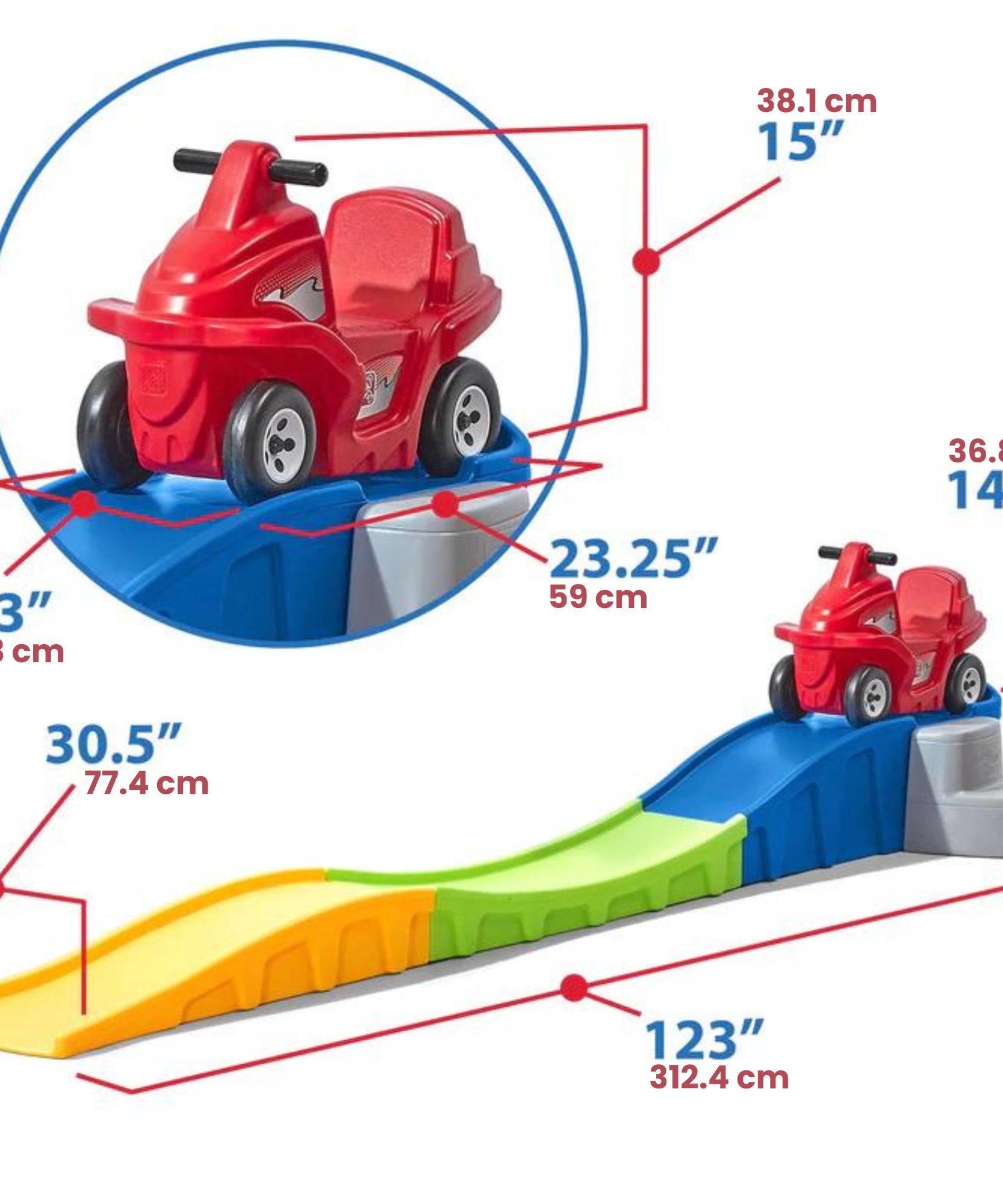 Step2 Anniversary Edition Up & Down Roller Coaster, 10 ft Indoor and Outdoor Toy with Coaster Car, Molded in Steps, 23 kg Weight Capacity Push Ride On Toy, Single Car Suitable for Kids Aged 2+