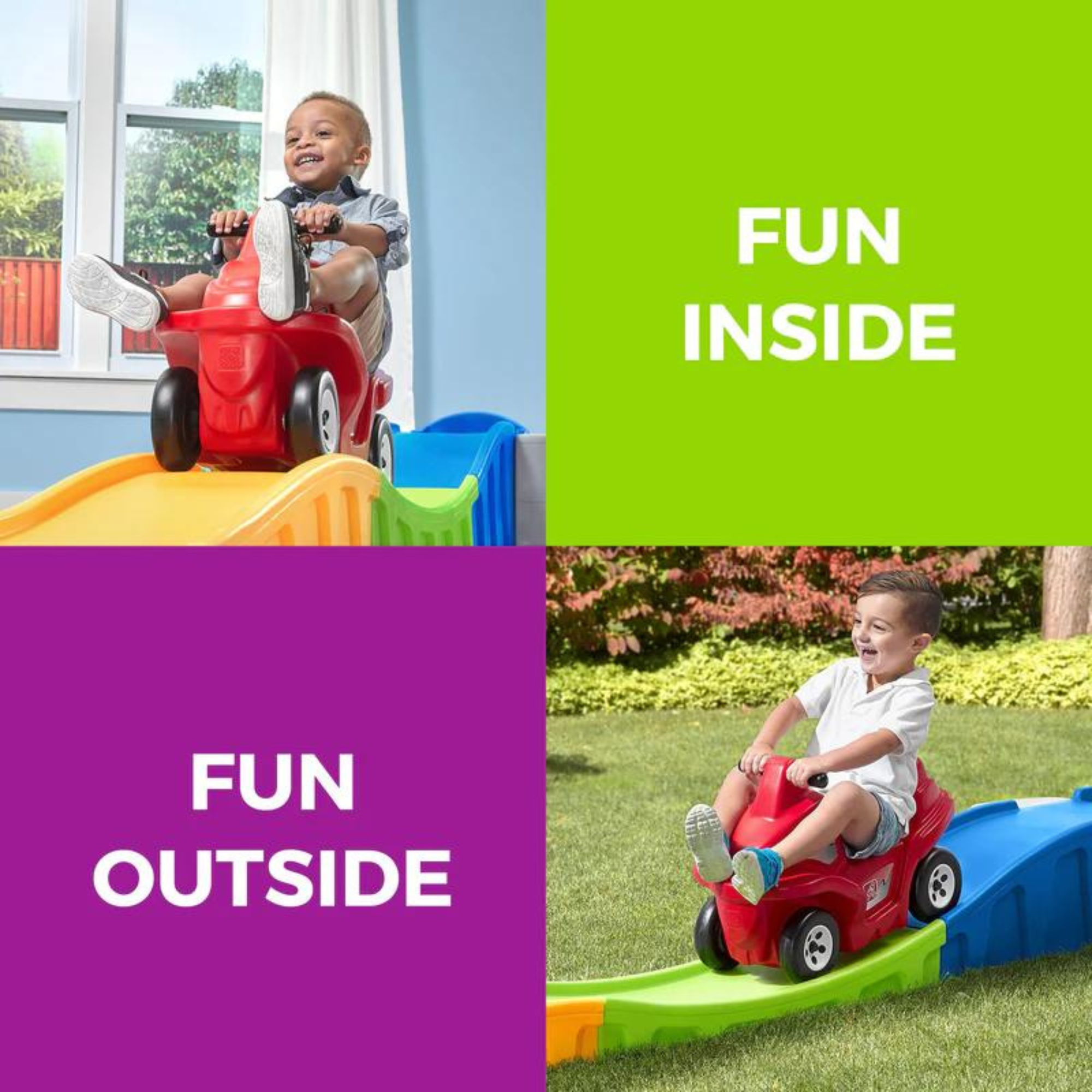 Step2 Anniversary Edition Up & Down Roller Coaster, 10 ft Indoor and Outdoor Toy with Coaster Car, Molded in Steps, 23 kg Weight Capacity Push Ride On Toy, Single Car Suitable for Kids Aged 2+