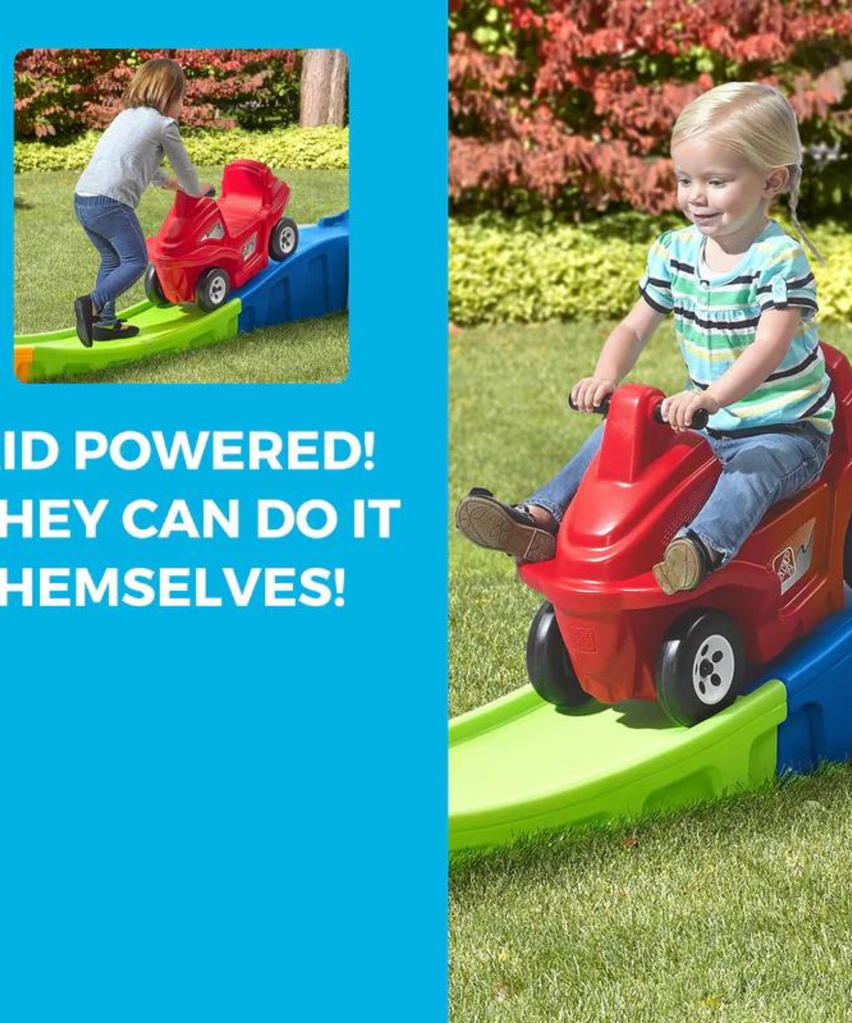 Step2 Anniversary Edition Up & Down Roller Coaster, 10 ft Indoor and Outdoor Toy with Coaster Car, Molded in Steps, 23 kg Weight Capacity Push Ride On Toy, Single Car Suitable for Kids Aged 2+