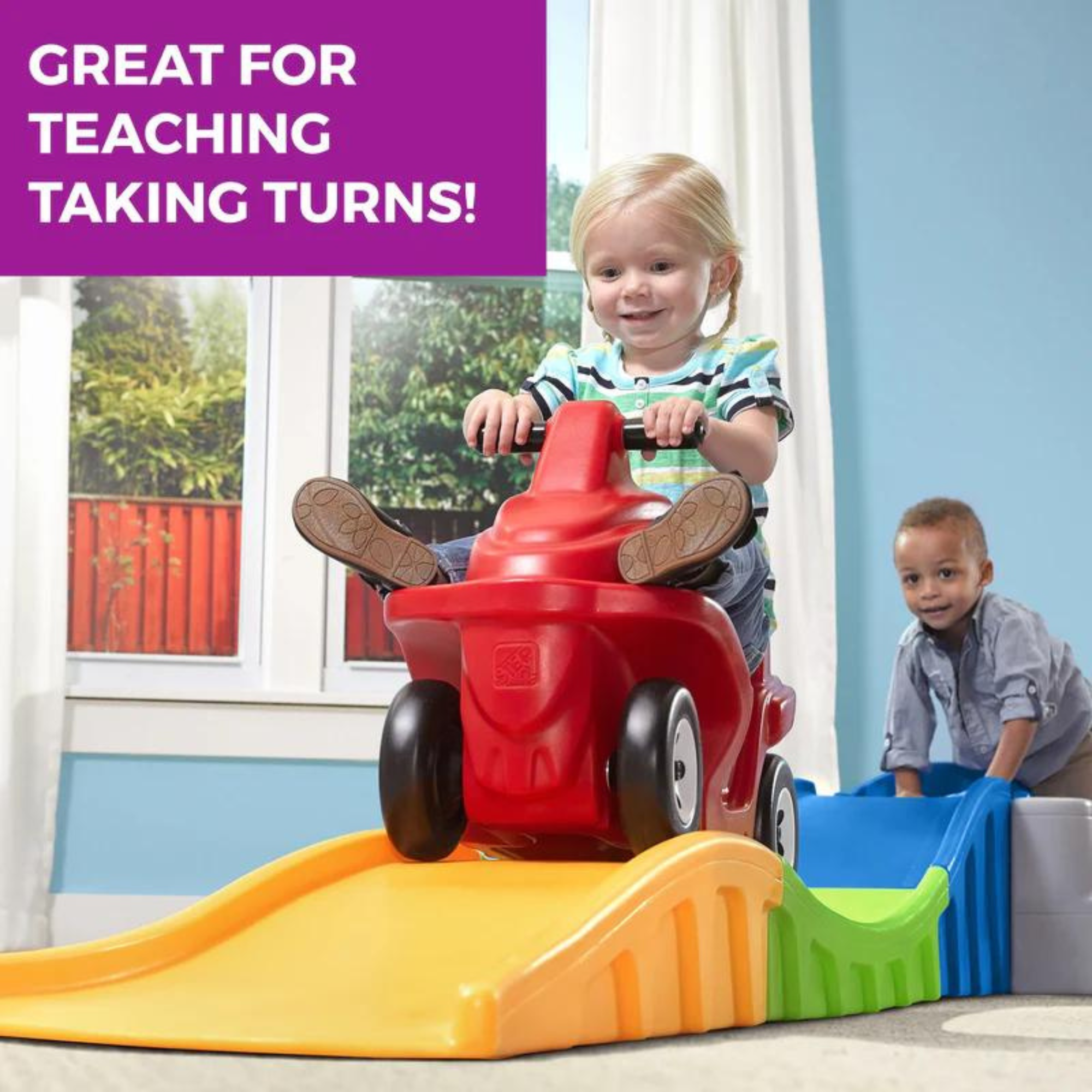 Step2 Anniversary Edition Up & Down Roller Coaster, 10 ft Indoor and Outdoor Toy with Coaster Car, Molded in Steps, 23 kg Weight Capacity Push Ride On Toy, Single Car Suitable for Kids Aged 2+