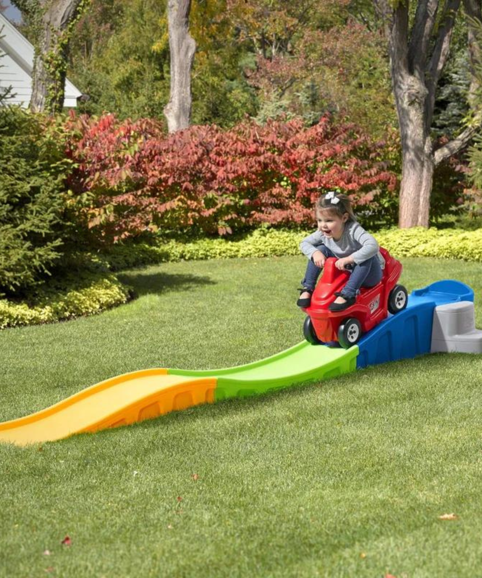 Step2 Anniversary Edition Up & Down Roller Coaster, 10 ft Indoor and Outdoor Toy with Coaster Car, Molded in Steps, 23 kg Weight Capacity Push Ride On Toy, Single Car Suitable for Kids Aged 2+