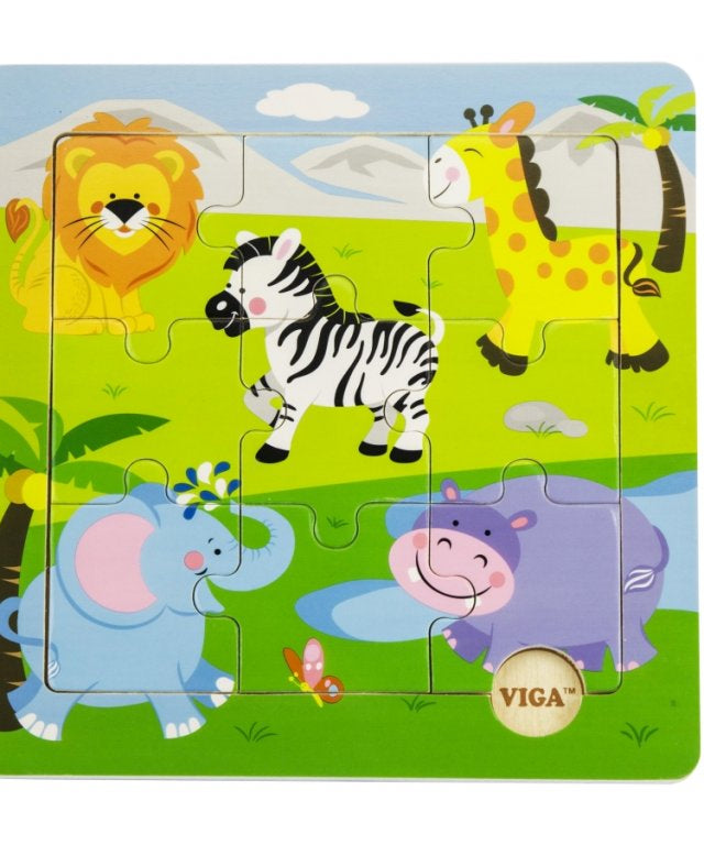 لعبة أحجية الصور المقطوعة من فيجا وايلد أنيملز، مكونة من 9 قطع، لعبة مونتيسوري الخشبية، تُنمّي المهارات الحسية والإدراكية والحركية الدقيقة، لعبة تعليمية للأطفال غير سامة وصديقة للبيئة، مناسبة للأولاد والبنات من عمر 18 شهرًا فما فوق