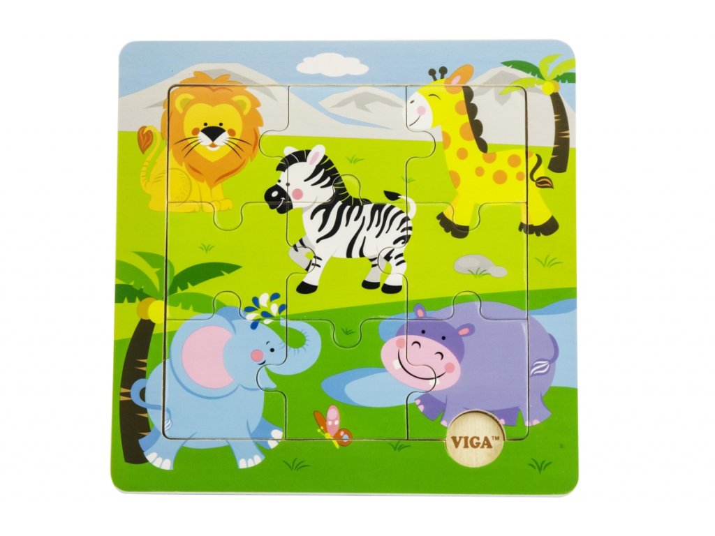 لعبة أحجية الصور المقطوعة من فيجا وايلد أنيملز، مكونة من 9 قطع، لعبة مونتيسوري الخشبية، تُنمّي المهارات الحسية والإدراكية والحركية الدقيقة، لعبة تعليمية للأطفال غير سامة وصديقة للبيئة، مناسبة للأولاد والبنات من عمر 18 شهرًا فما فوق