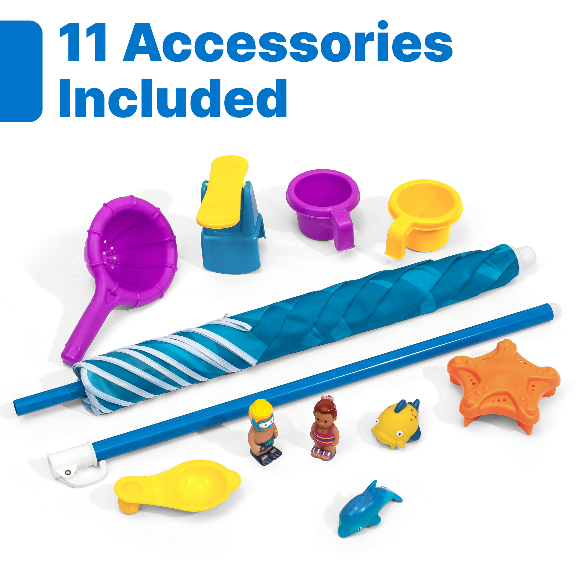 طاولة مياه ستيب 2 سبلاش آند سبلاش سيواي مع مظلة، طاولة مياه خارجية ولعبة نشاط مع 10 قطع من الملحقات، لعبة STEM للحديقة الخلفية مناسبة للأطفال من الأولاد والبنات من سن 1.5 سنة فما فوق