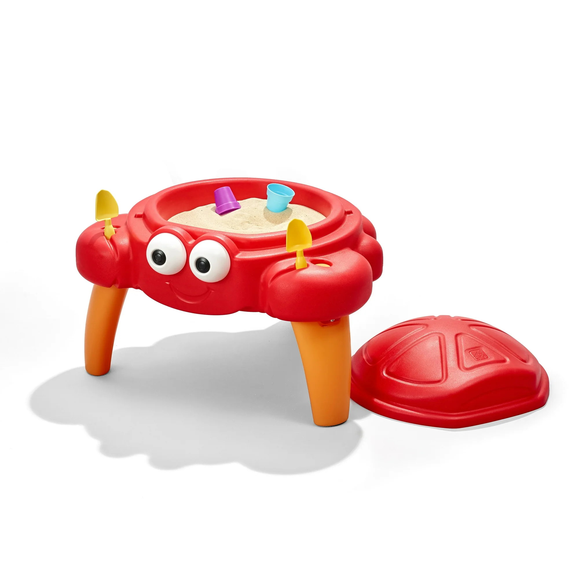 Step2 Crabbie Sand Table with Lid and Legs, Outdoor Sandbox, Sensory Play Activity Toy with 4 Piece Accessories, Backyard Garden Sandpit with 11 kg Holding Capacity, Suitable for Children Aged 1.5+