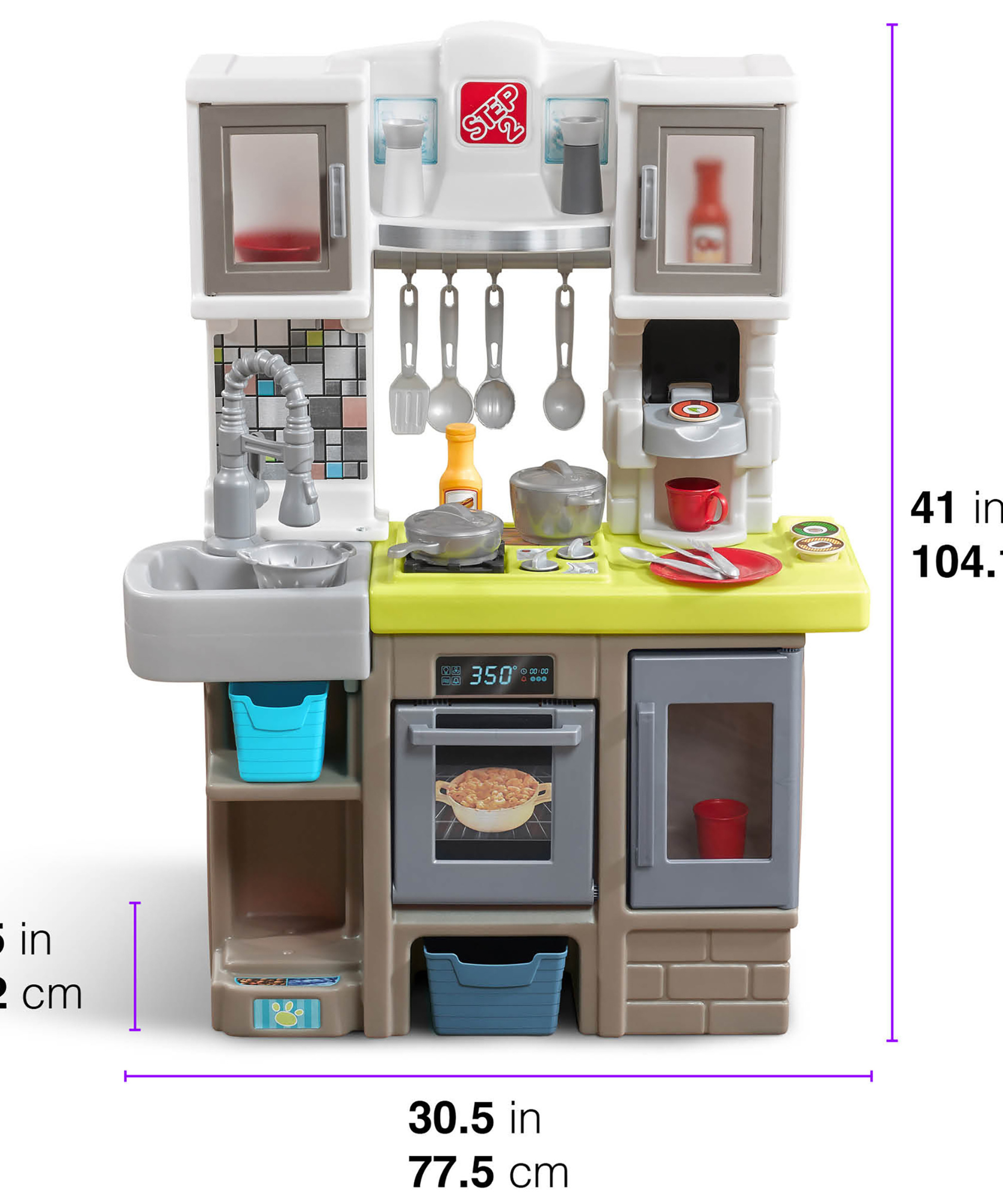 Step2 Contemporary Chef Kitchen, Kitchen Playset with 25 Piece Accessories Including Pots and Pans, Folk and Spoon, Indoor and Outdoor Roleplay ToySuitable for Children both Boys and Girls Aged 2+