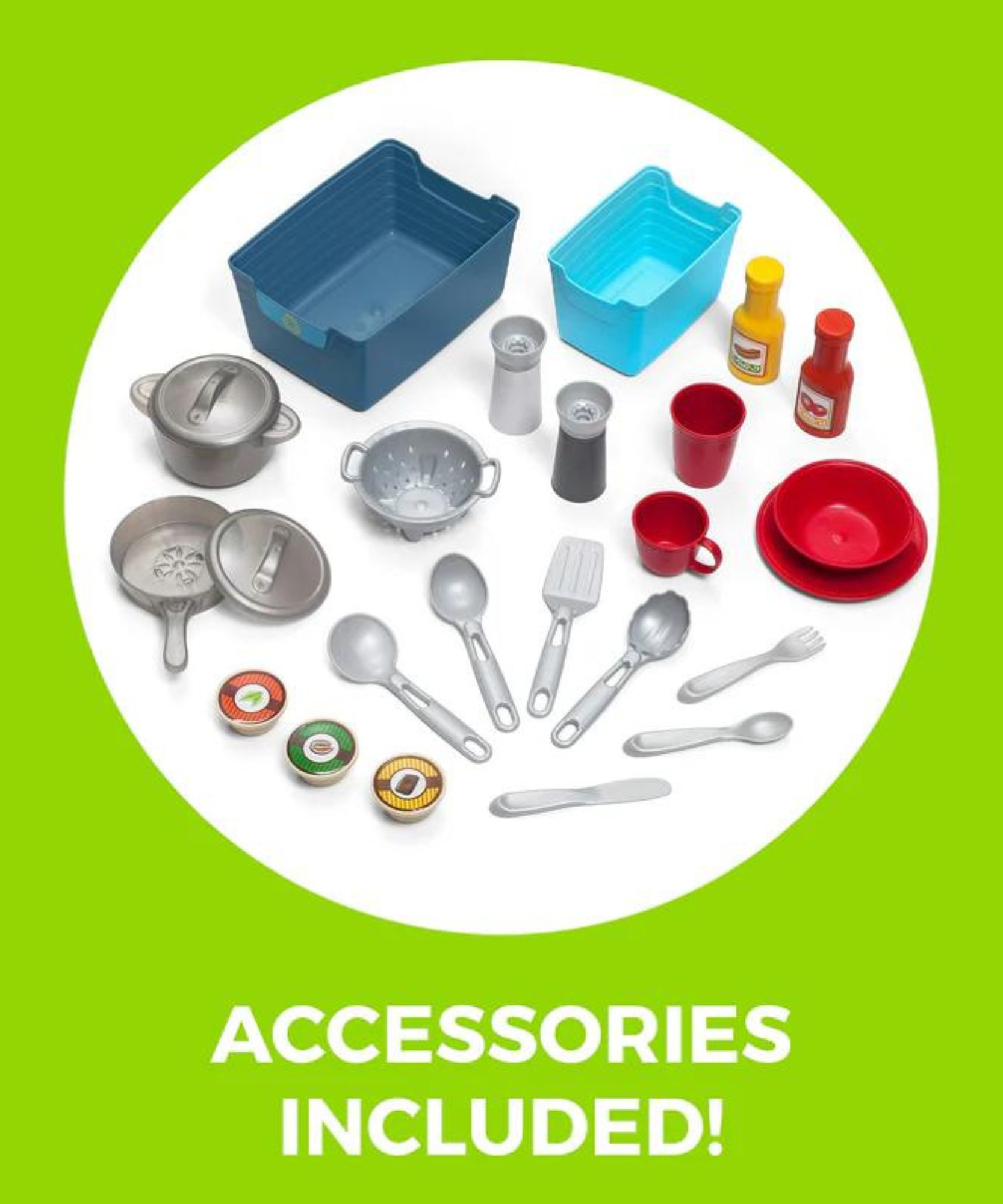 Step2 Contemporary Chef Kitchen, Kitchen Playset with 25 Piece Accessories Including Pots and Pans, Folk and Spoon, Indoor and Outdoor Roleplay ToySuitable for Children both Boys and Girls Aged 2+