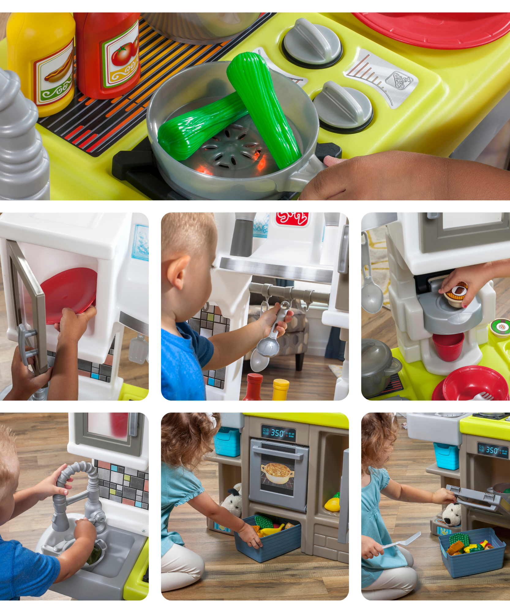 Step2 Contemporary Chef Kitchen, Kitchen Playset with 25 Piece Accessories Including Pots and Pans, Folk and Spoon, Indoor and Outdoor Roleplay ToySuitable for Children both Boys and Girls Aged 2+