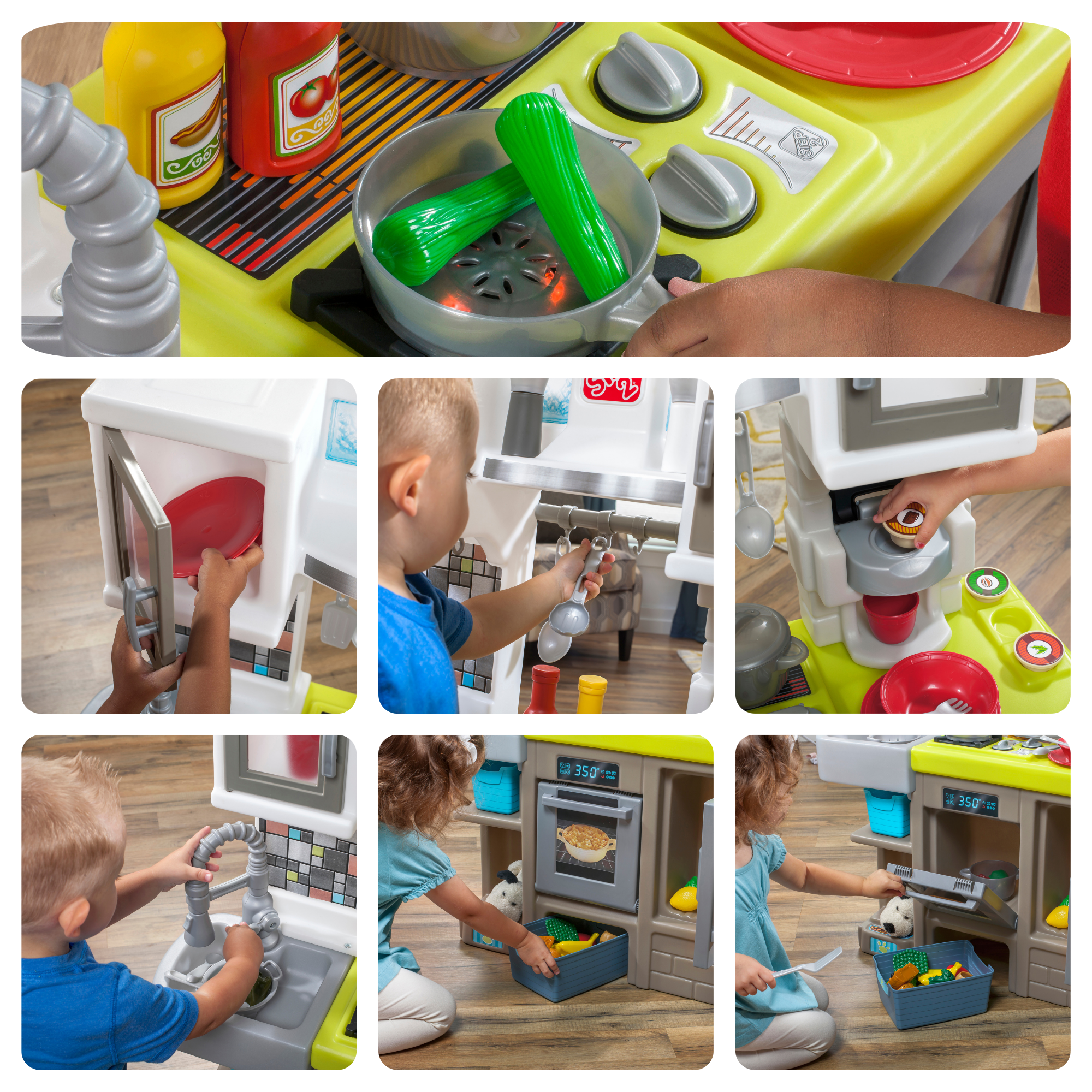 Step2 Contemporary Chef Kitchen, Kitchen Playset with 25 Piece Accessories Including Pots and Pans, Folk and Spoon, Indoor and Outdoor Roleplay ToySuitable for Children both Boys and Girls Aged 2+